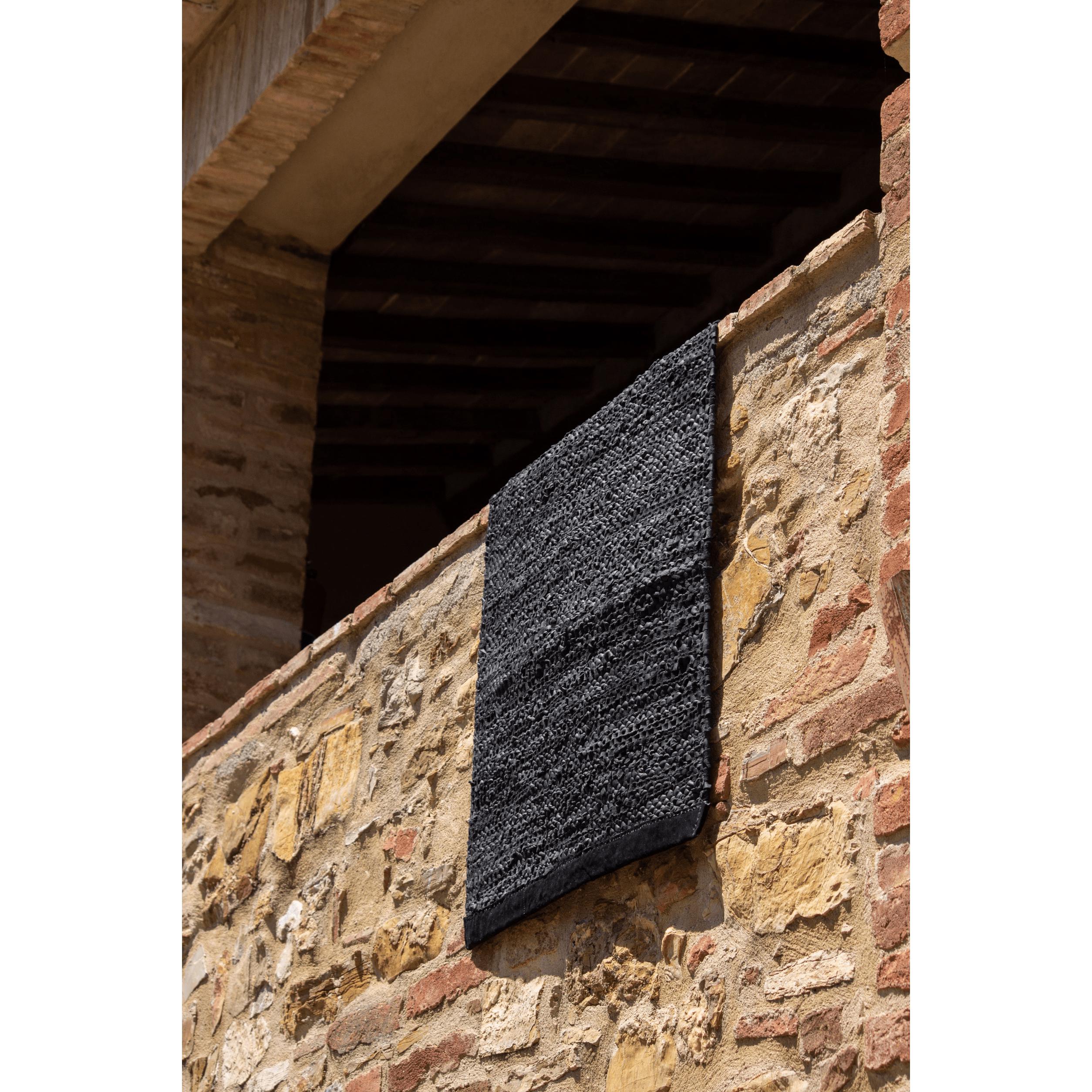 Rug Solid Leather Rug Black, 170 X 240 Cm