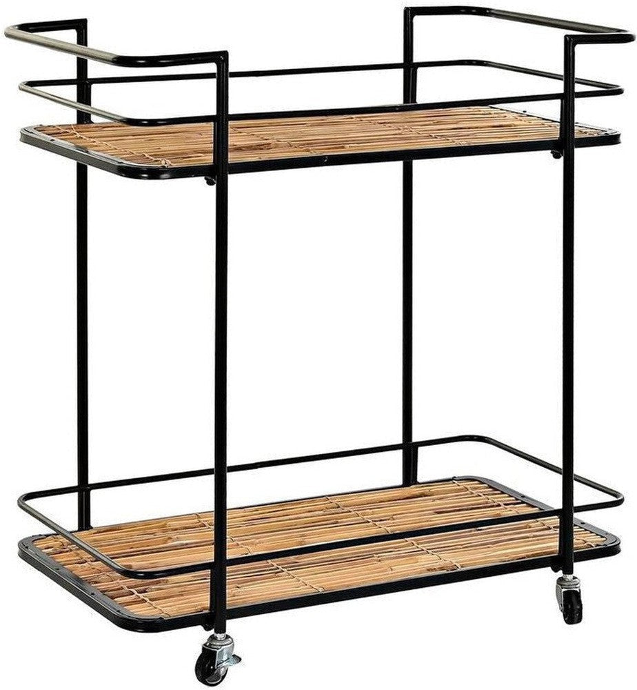 [product_category]-Serving trolley DKD Home Decor Black Natural Metal 68 x 37,5 x 70,5 cm-Bigbuy-S3032164-1