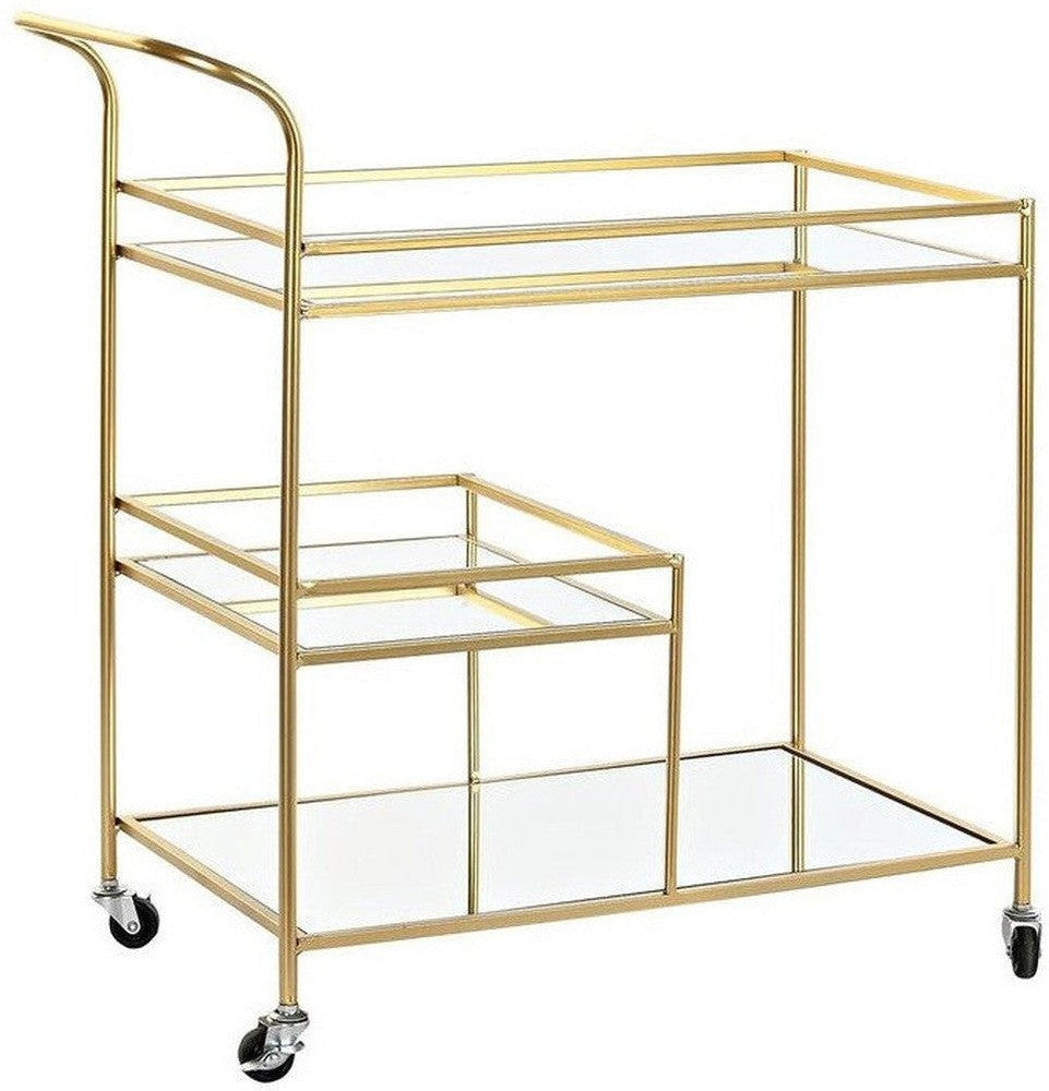 [product_category]-Serving trolley DKD Home Decor Golden Metal Mirror 71 x 35 x 75,5 cm-Bigbuy-S3033691-1