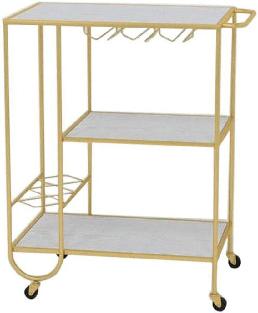 [product_category]-Serving trolley DKD Home Decor White Golden Metal MDF Wood 66,5 x 40 x-Bigbuy-S3033825-1