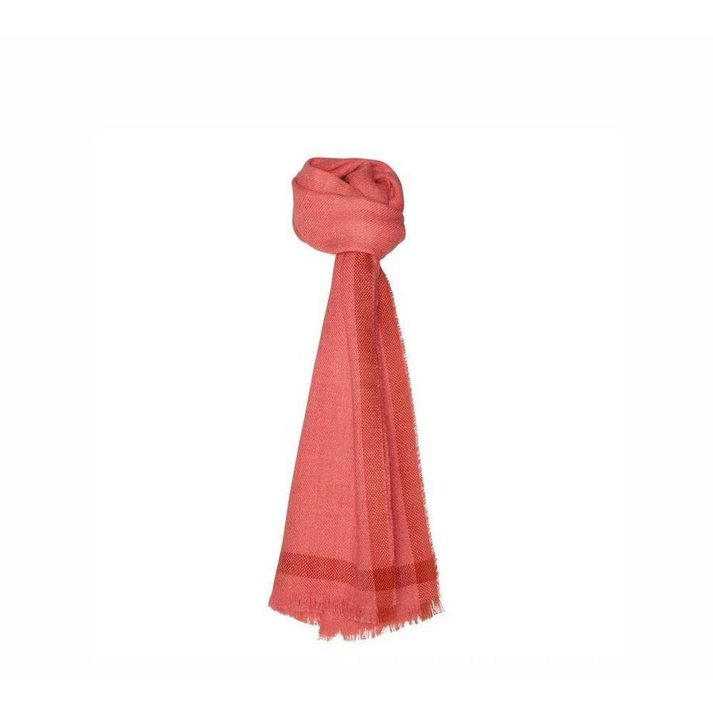 Silkeborg Uldspinderi Rustic Border Scarf, Red Orange