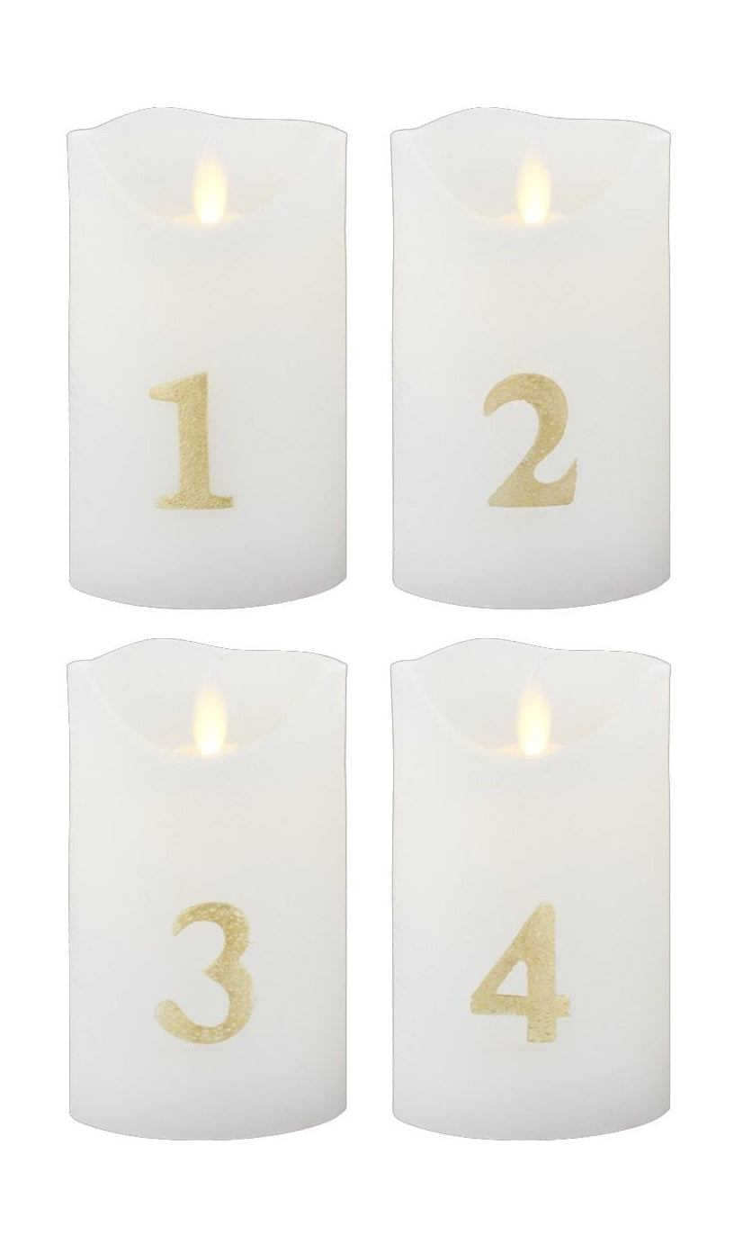 Sirius Sara Advent Led Candle 4 PCs Øx H 7x12,5 cm, Weiß/Gold