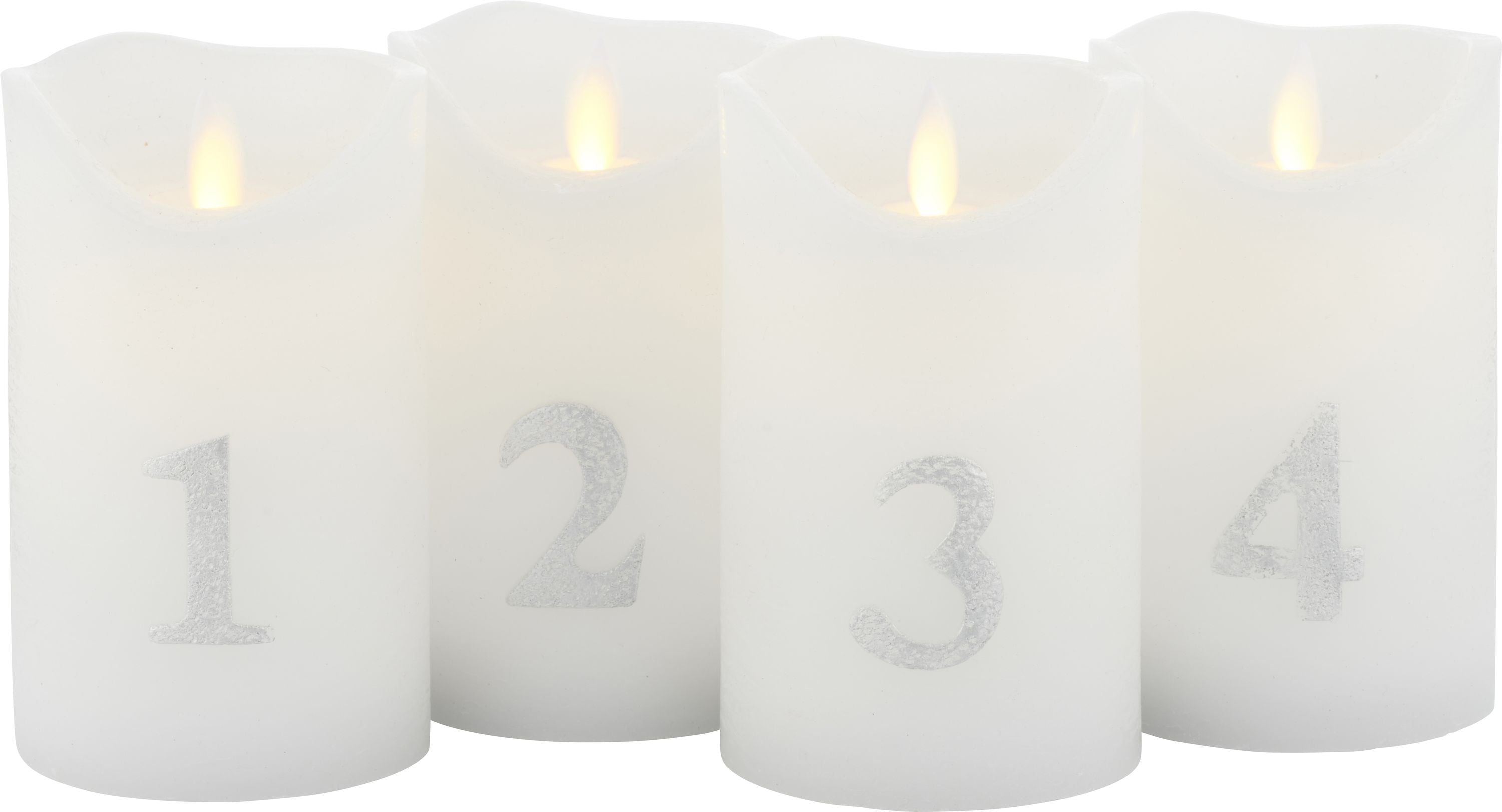 [product_category]-Sirius Sara Advent Led Candle 4 Pcs øx H 7x12,5 Cm, White/Silver-Sirius-5707310504055-50405-SIR-2