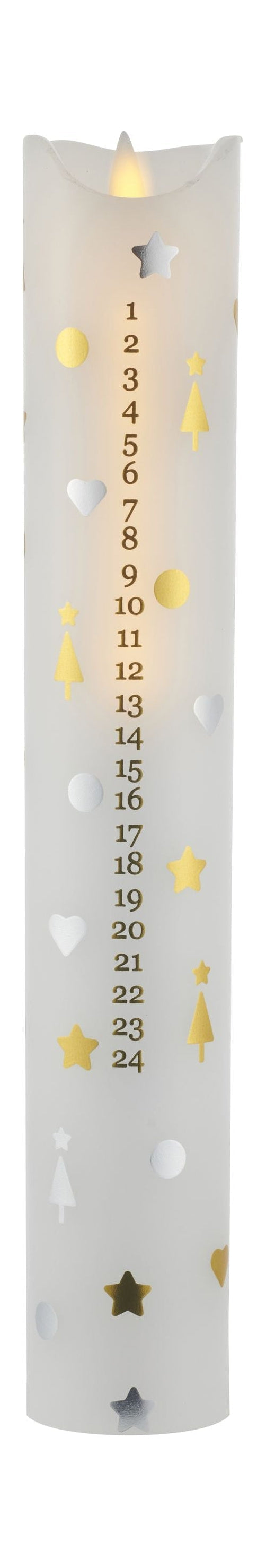 Sirius Sara Kalender Candle Ø4,8X H29CM, Sweet Christmas, White