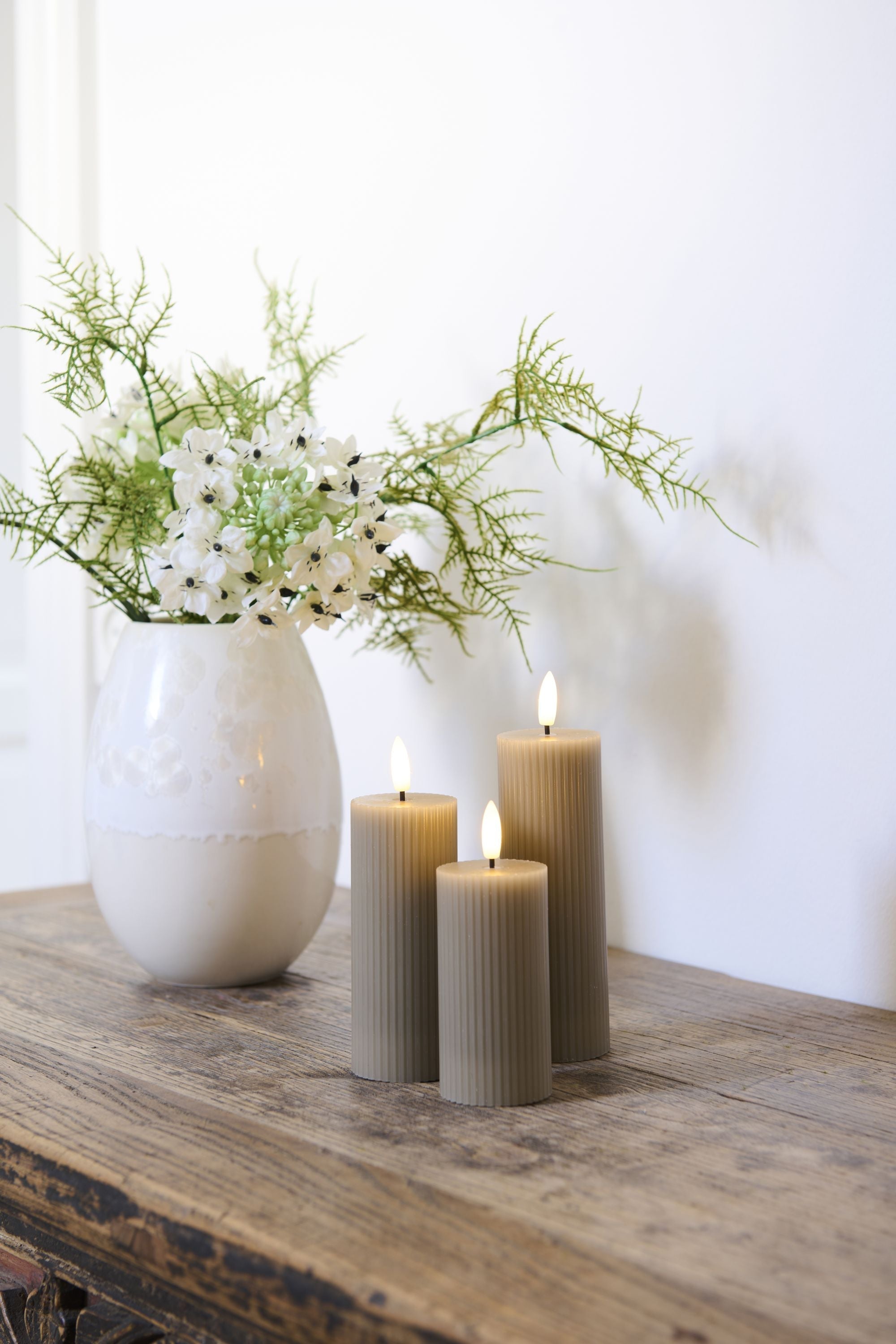 [product_category]-Sirius Smilla Rechargeable Led Candle 3 Pcs. ø5x H10/12,5/15cm, Warm Grey-Sirius-5707310802717-80271-SIR-2