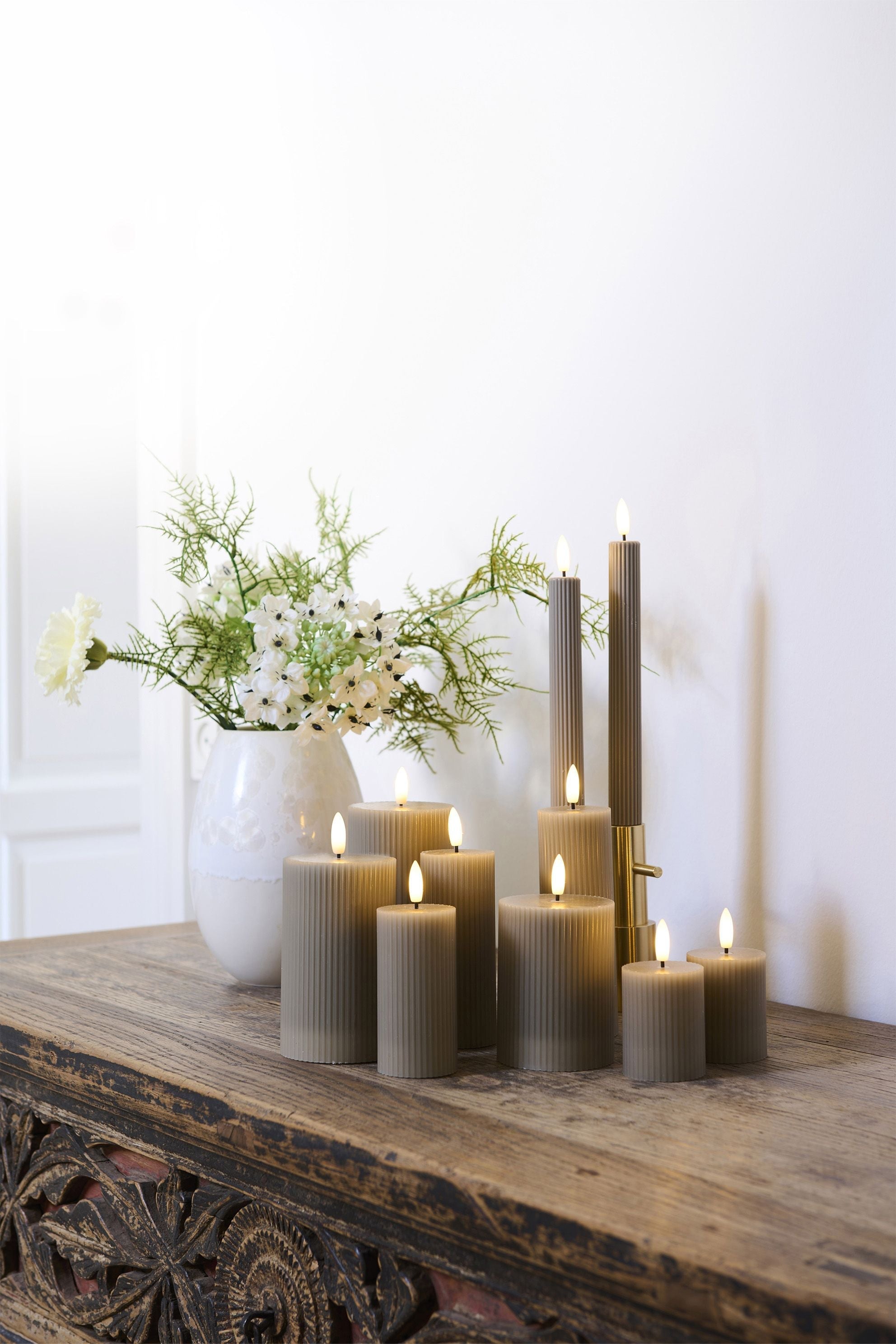 [product_category]-Sirius Smilla Rechargeable Led Candle 3 Pcs. ø7,5x H10/12,5/15cm, Warm Grey-Sirius-5707310802816-80281-SIR-3