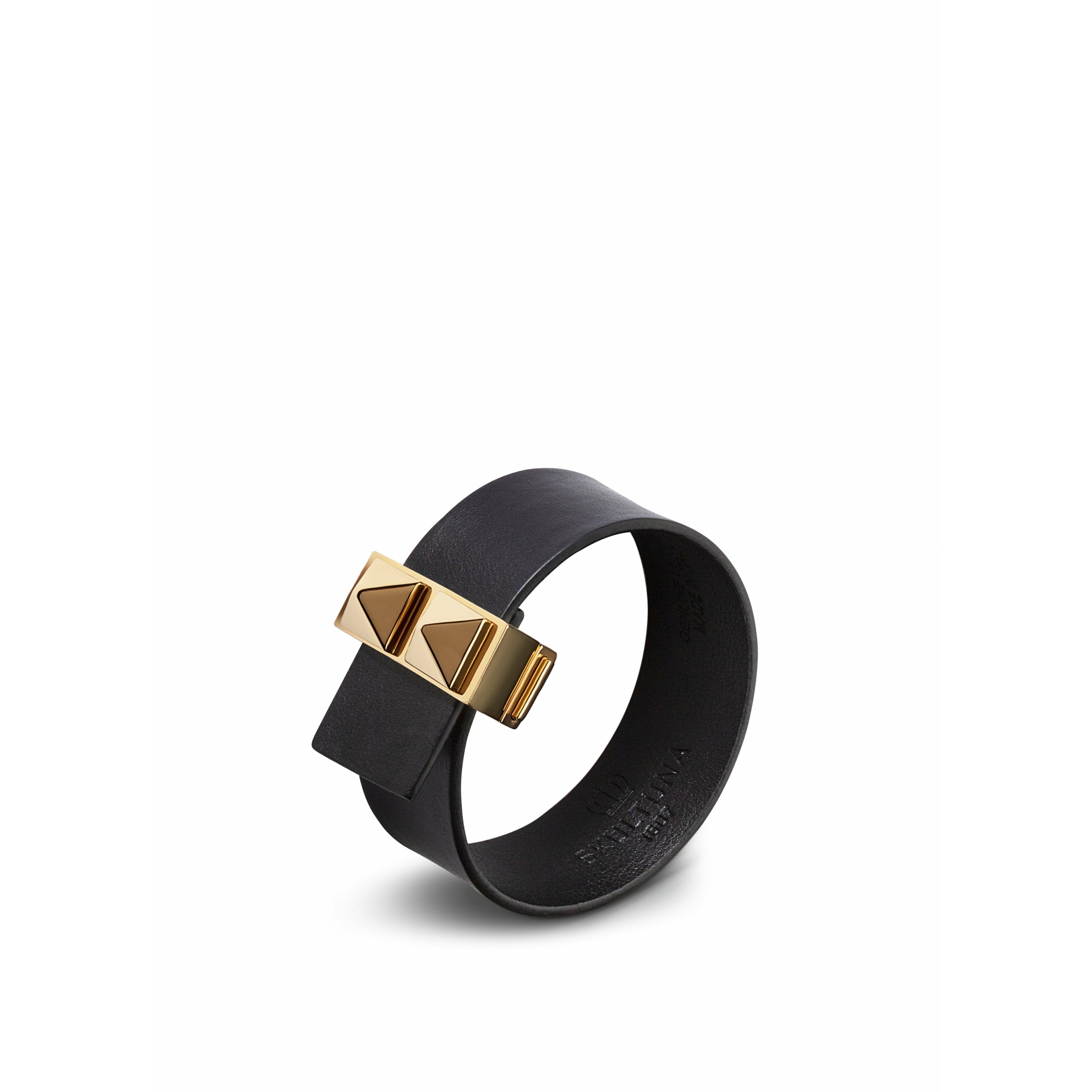 [product_category]-Skultuna Clasp Rivets Thin Bracelet Gold Plated 23 Mm L 17 & 18 Cm, Black-Skultuna-7340037819095-GR1504-BL-SKU-1