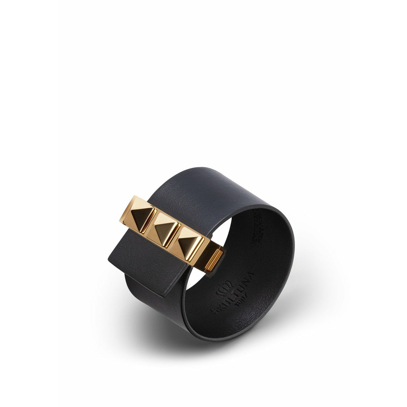 [product_category]-Skultuna Clasp Rivets Thin Bracelet Gold Plated 38 Mm L 17 & 18 Cm, Black-Skultuna-7340037818586-GR1604-BL-SKU-1