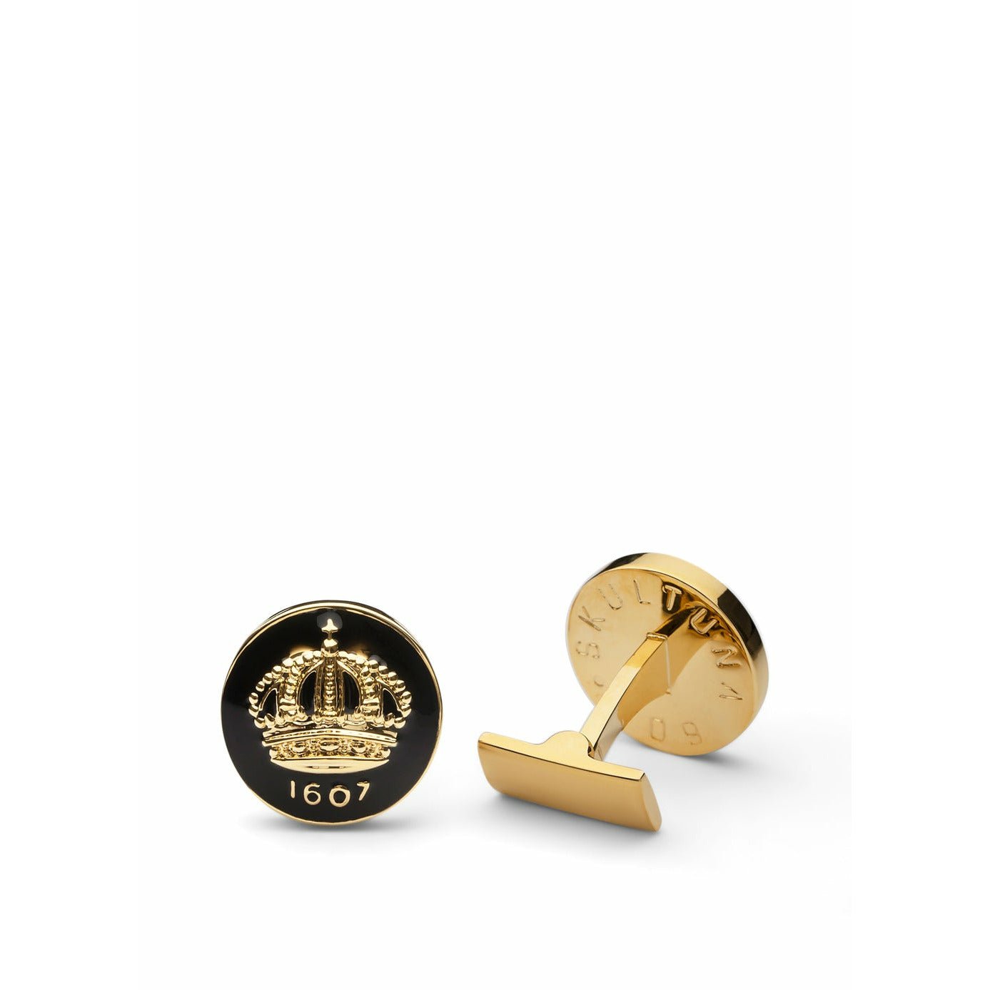 [product_category]-Skultuna Crown Gold Cufflink ø1,7 Cm, Baroque Black-Skultuna-7340037801861-920-BL-SKU-1