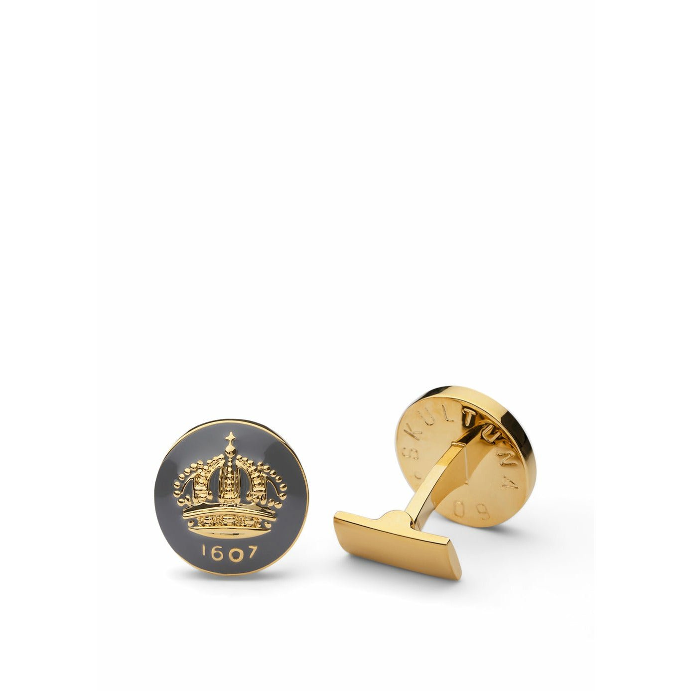 [product_category]-Skultuna Crown Gold Cufflink ø1,7 Cm, Mountbatten Grey-Skultuna-7340037802325-920-MG-SKU-1