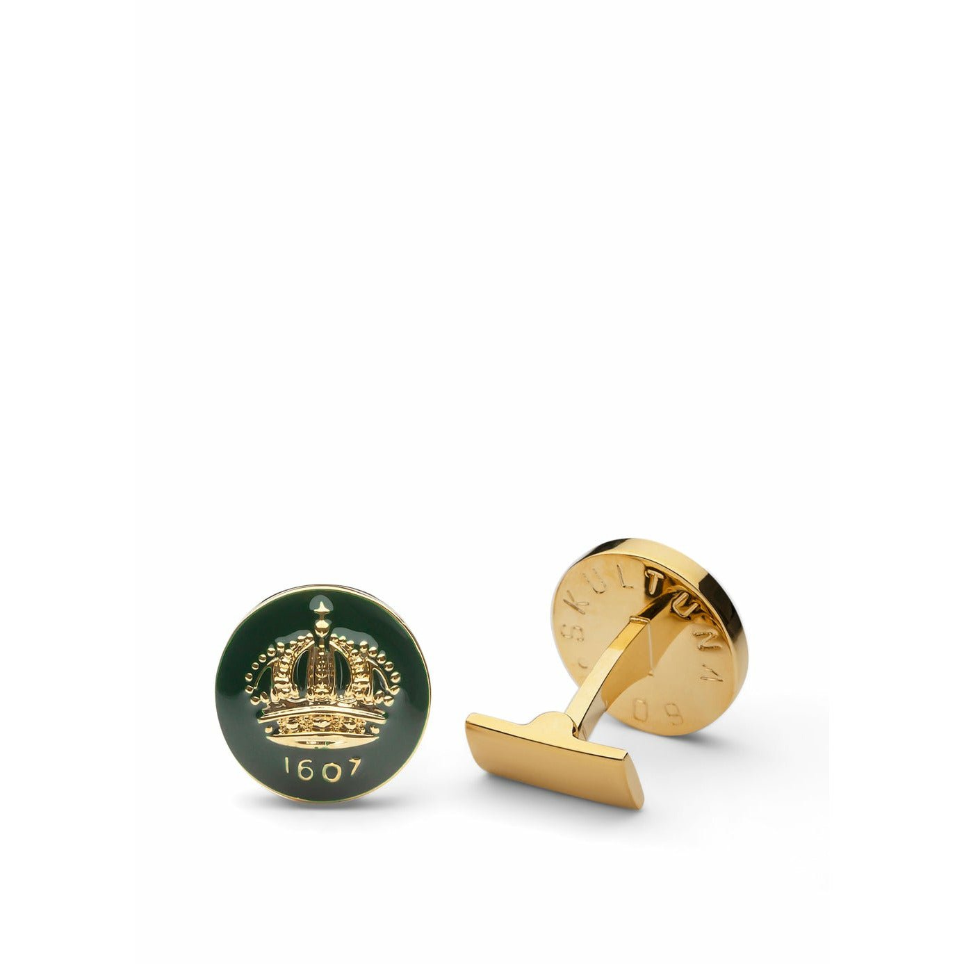 [product_category]-Skultuna Crown Gold Cufflink ø1,7 Cm, Racing Green-Skultuna-7340037801953-920-RG-SKU-1