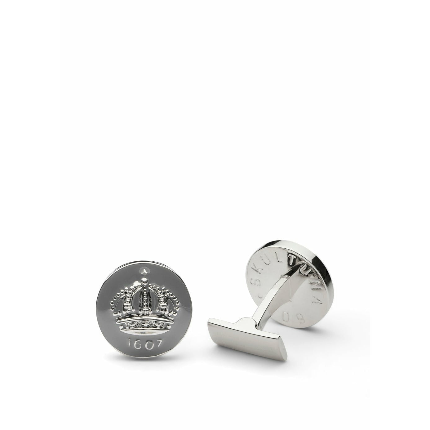 [product_category]-Skultuna Crown Silver Cufflink ø1,7 Cm, Mountbatten Grey-Skultuna-7340037802523-930-MG-SKU-1