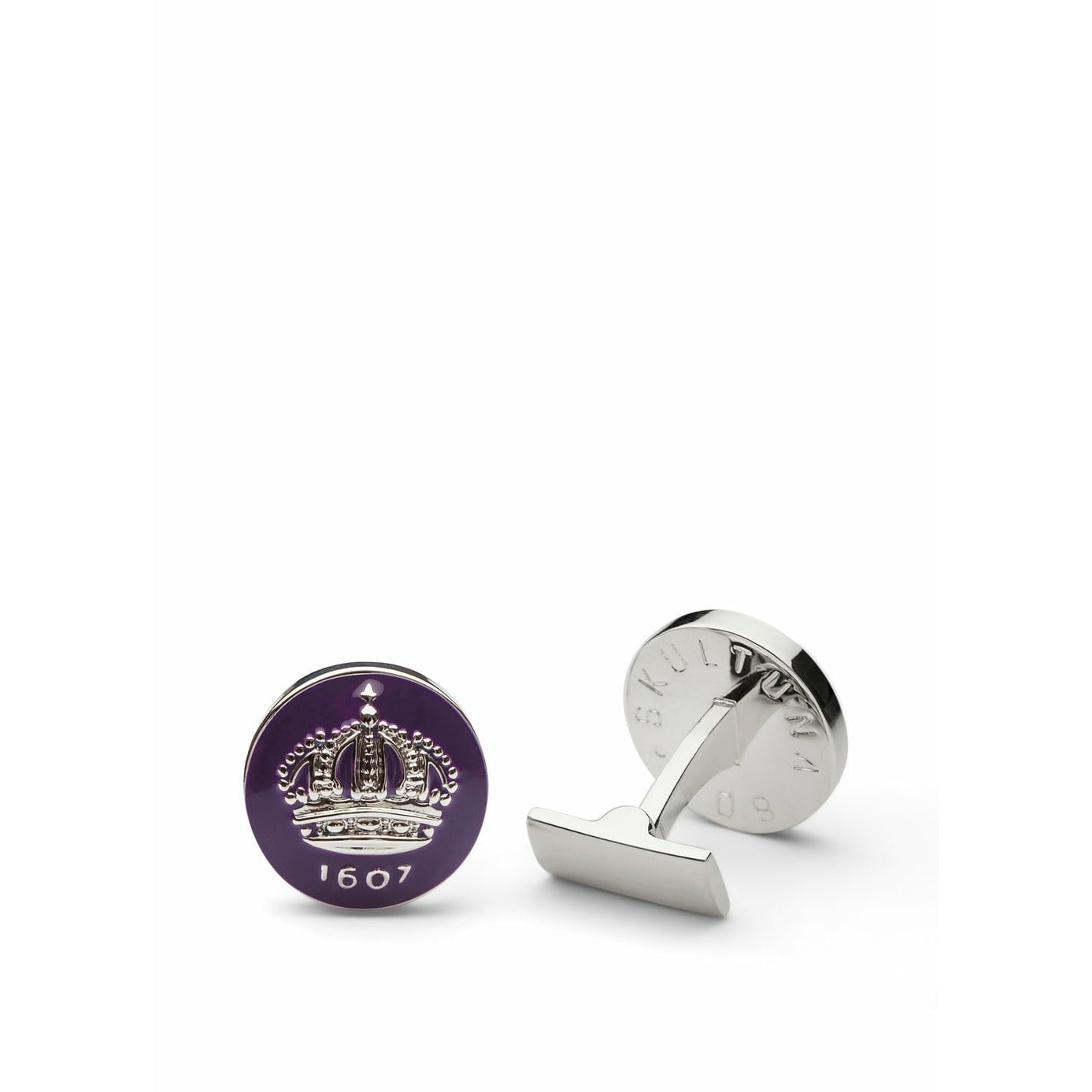 [product_category]-Skultuna Crown Silver Cufflink ø1,7 Cm, Palatine Purple-Skultuna-7340037804701-930-PP-SKU-1