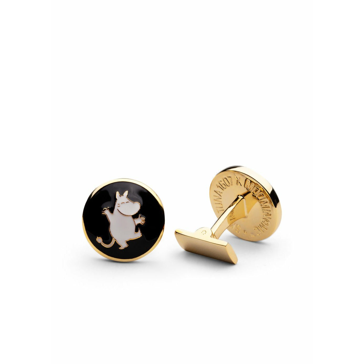 [product_category]-Skultuna Dancing Moomintroll Cufflink ø1,7 Cm, Black-Skultuna-7340037825263-752-BL-SKU-1