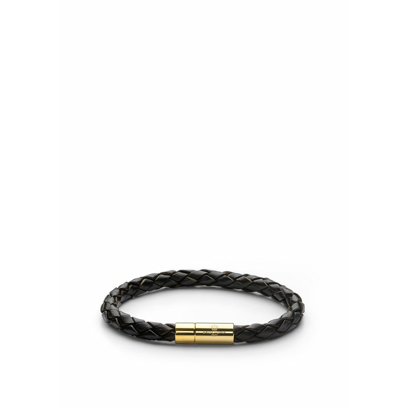 Skultuna Lederband 6 mm klein Ø14,5 cm, dunkelbraunes Gold