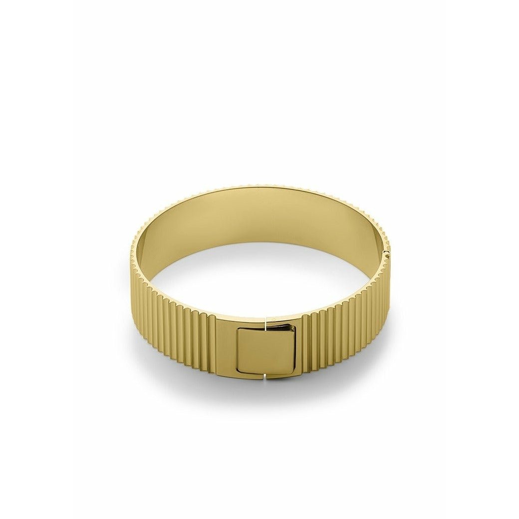 Skultuna ribbed lås bangle, guldbelagt