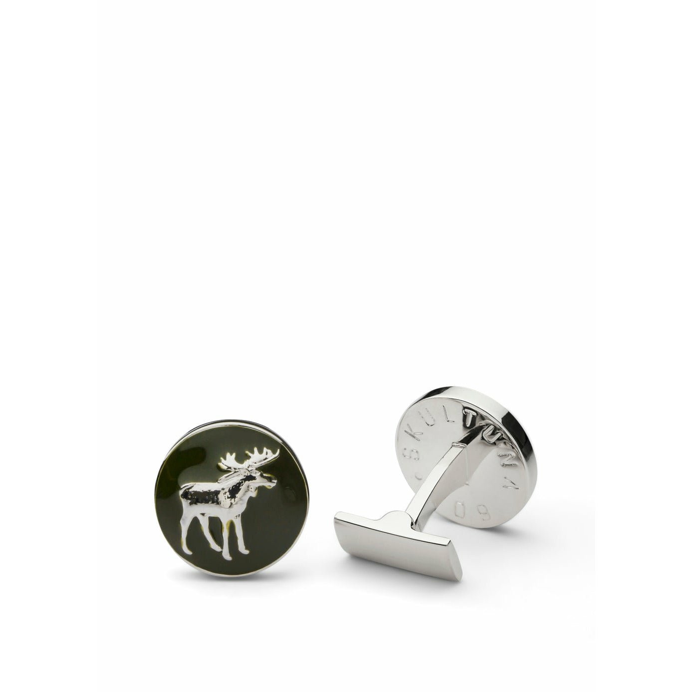 [product_category]-Skultuna The Hunter Cufflink The Elk Silver Plated Brass, ø1,7 Cm-Skultuna-7340037806255-1034-RG-SKU-1