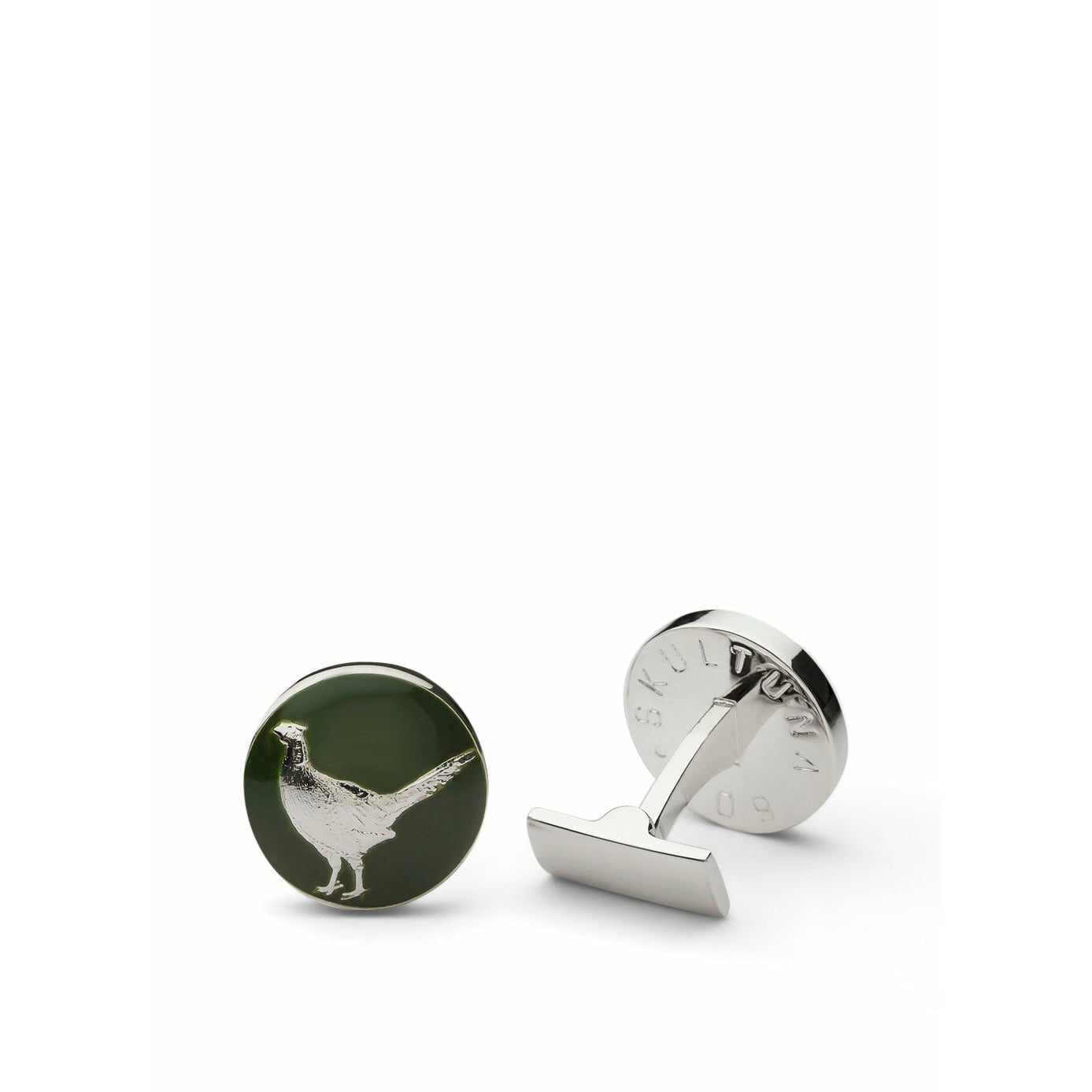 [product_category]-Skultuna The Hunter Cufflink The Pheasant Silver Plated Brass, ø1,7 Cm-Skultuna-7340037804589-1031-RG-SKU-1