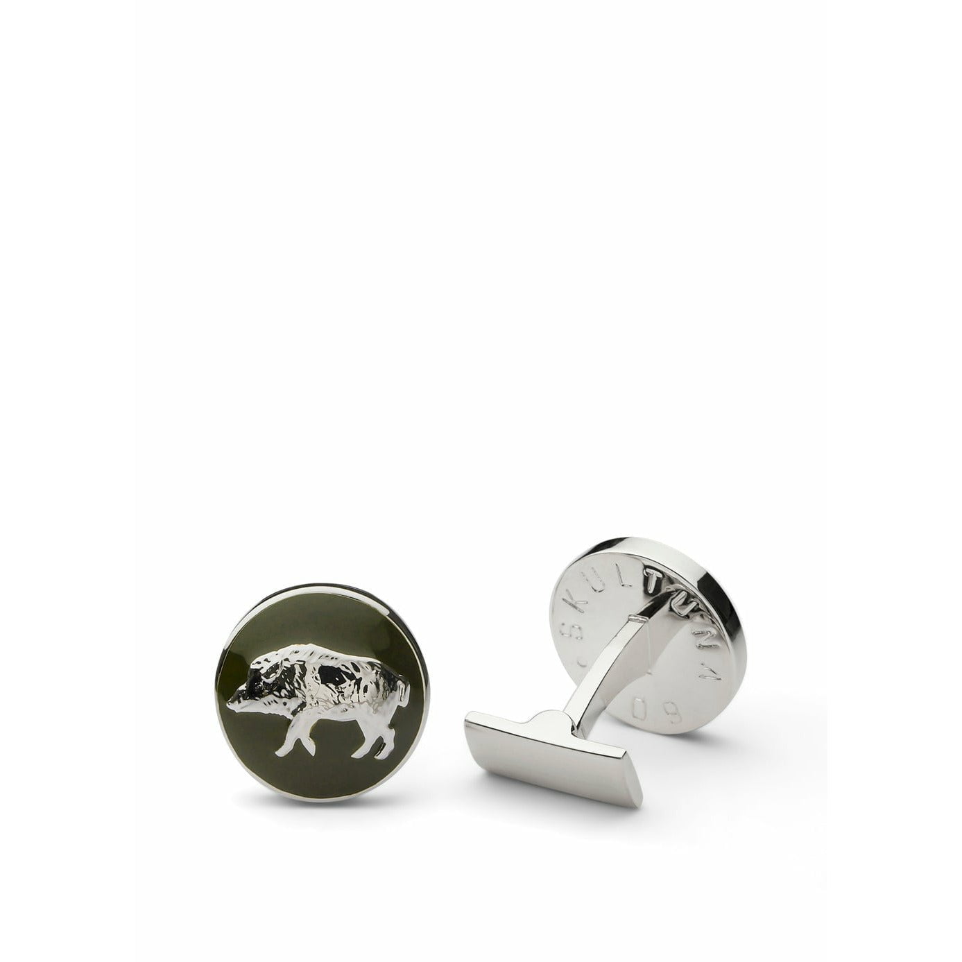 [product_category]-Skultuna The Hunter Cufflink The Wild Boar Silver Plated Brass, ø1,7 Cm-Skultuna-7340037806248-1033-RG-SKU-1