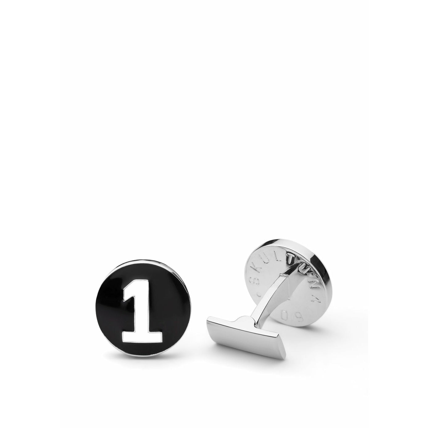 [product_category]-Skultuna The Racer Cufflink ø1,7 Cm, Black/White-Skultuna-7340037803735-938-BL-SKU-1