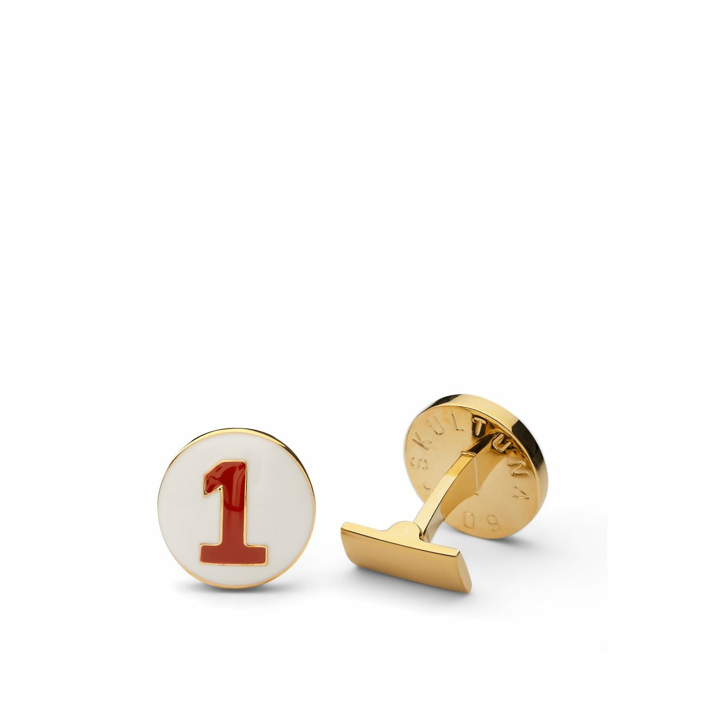 [product_category]-Skultuna The Racer Cufflink ø1,7 Cm, White/Red-Skultuna-7340037803766-928-W-SKU-1