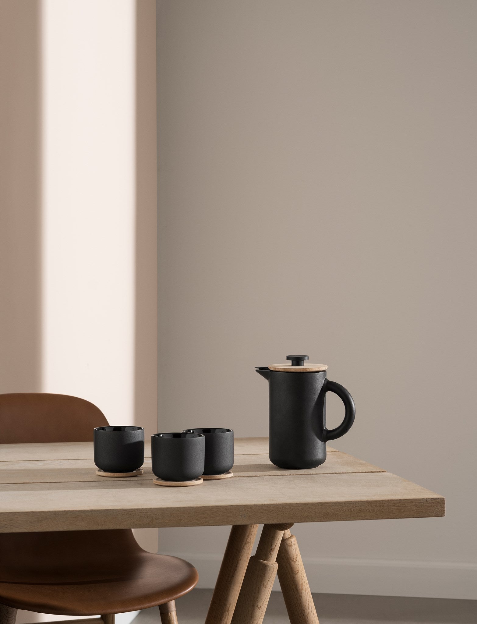 Stelton Theo Mug With Coaster 0,2 L, Black