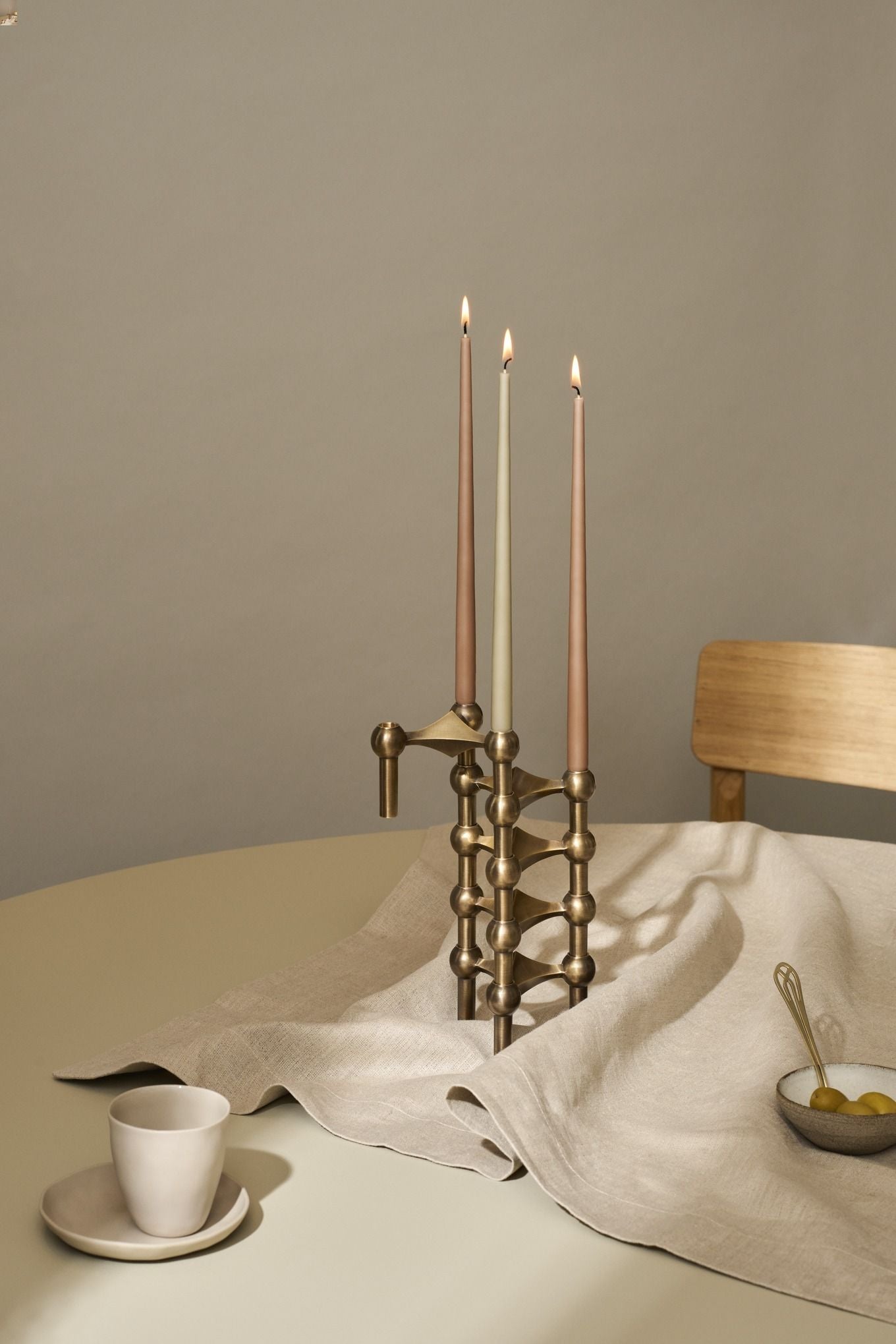 [product_category]-Stoff Nagel Candle Holder (Set With 3 Pcs), Bronzed Brass-STOFF Nagel-5745000848140-9039-STO-2