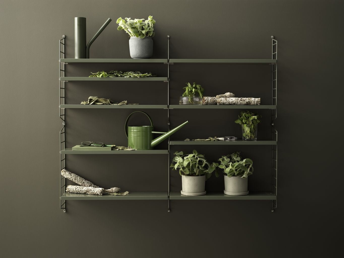 String Furniture String Pocket Wall Shelf, Sage/Sage