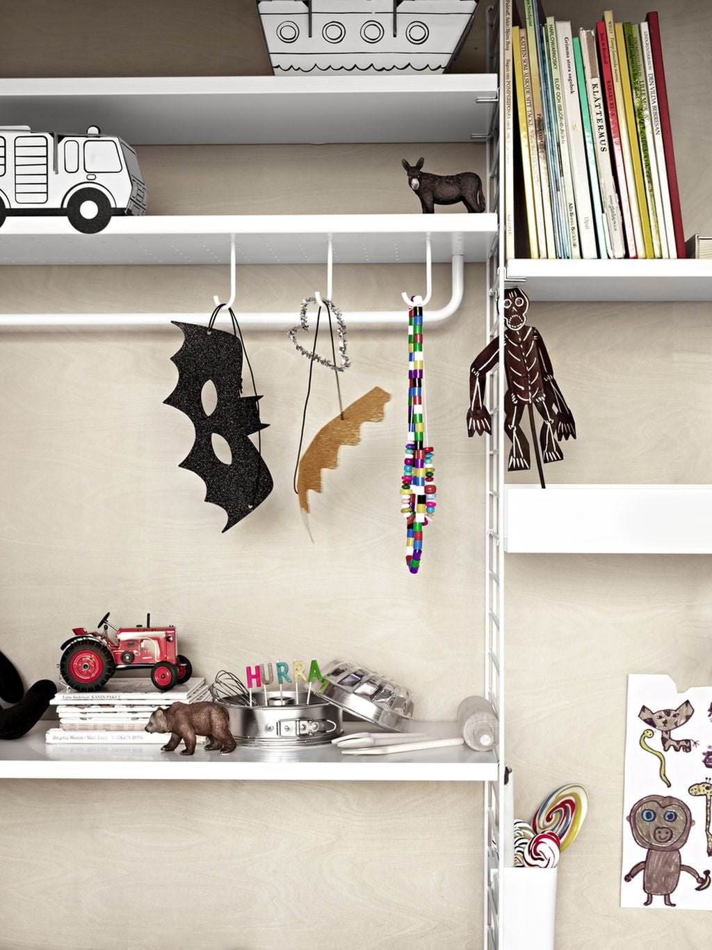 [product_category]-String Furniture String System Clothes Rail To Metal Shelf 78 Cm, Beige-String Furniture-7350038274151-MSR78-14-1-STR-3