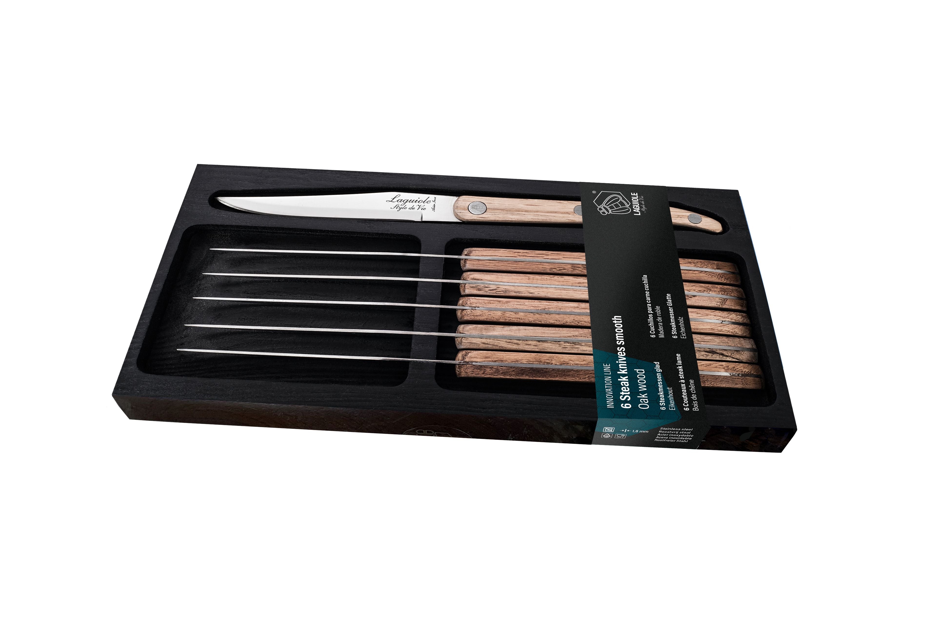 [product_category]-Style De Vie Authentique Laguiole Innovation Line Steak Knives 6 Piece Set Oak Wood, Smooth Blade-Style de Vie Authentique-8718719301340-530400-STY-3