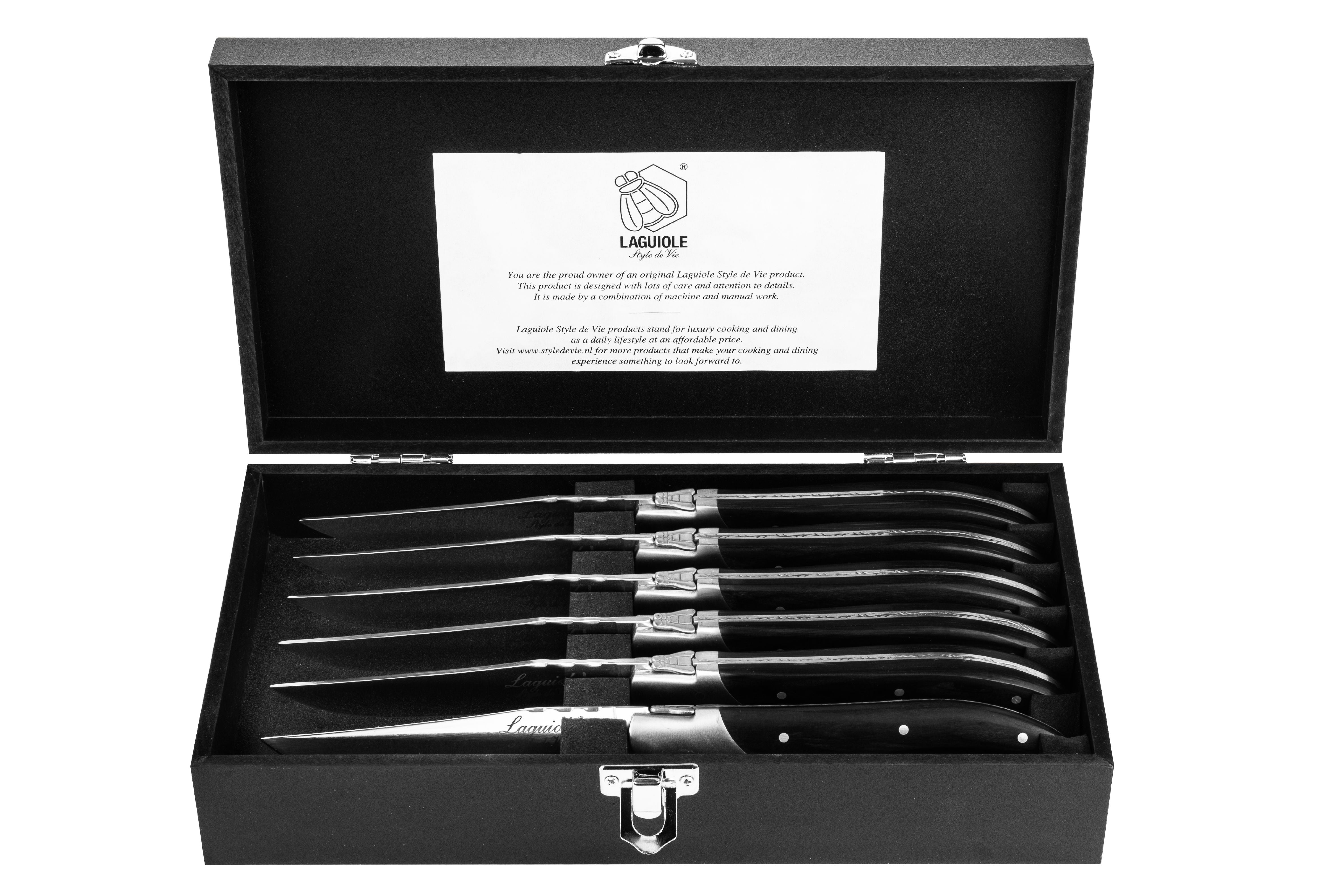 [product_category]-Style De Vie Authentique Laguiole Luxury Line Steak Knives 6 Piece Set, Black Ebony-Style de Vie Authentique-8718719300046-530501-STY-2