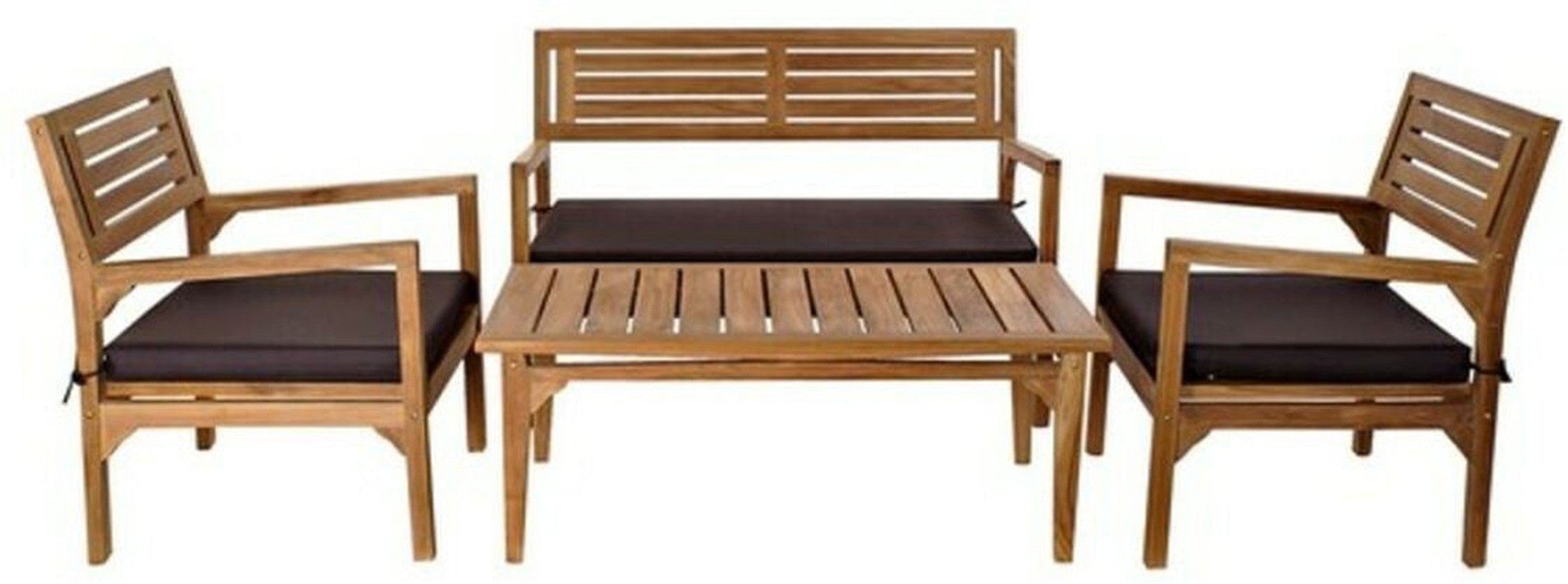[product_category]-Table Set with 3 Armchairs DKD Home Decor Teak 127 x 72 x 88 cm (4-Bigbuy-S3012815-1