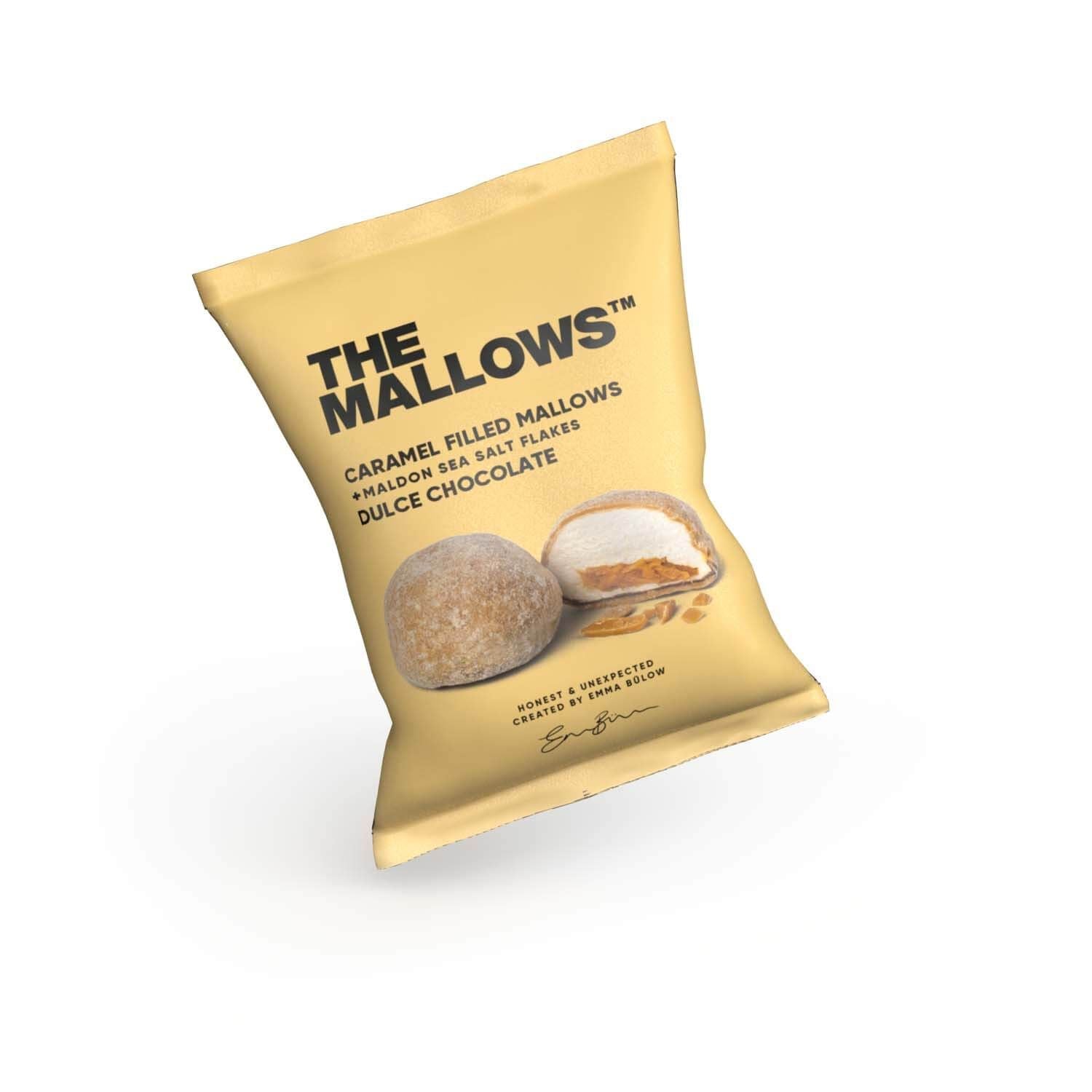 Les guimauves de Mallows avec une garniture au caramel et un chocolat au chocolat, 18g