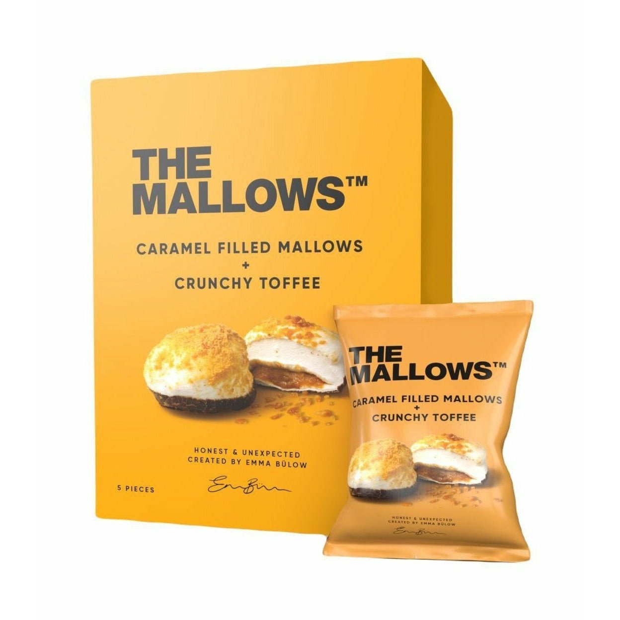 Los malvaviscos Mallows con caramelo llenando el crujiente Toffee, 55G