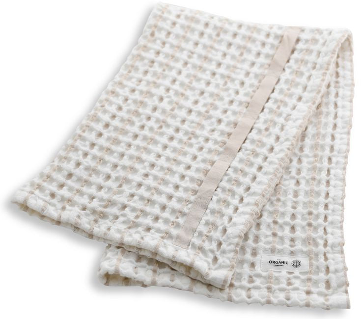 [product_category]-The Organic Company Big Waffle Hand Towel, Natural White/Stone-The Organic Company-5711261000450-1020-205-THE-1
