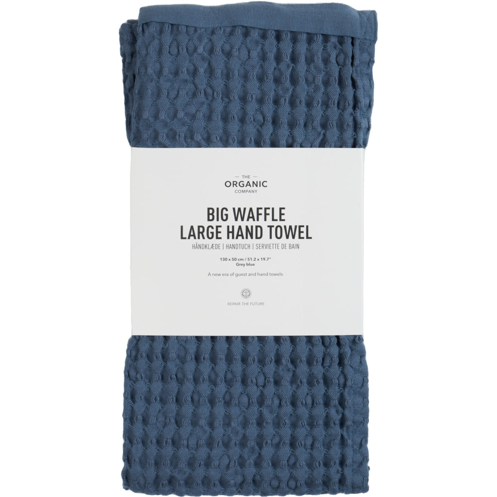 [product_category]-The Organic Company Big Waffle Large Hand Towel, Grey Blue-The Organic Company-5711261025255-1174-510-THE-2