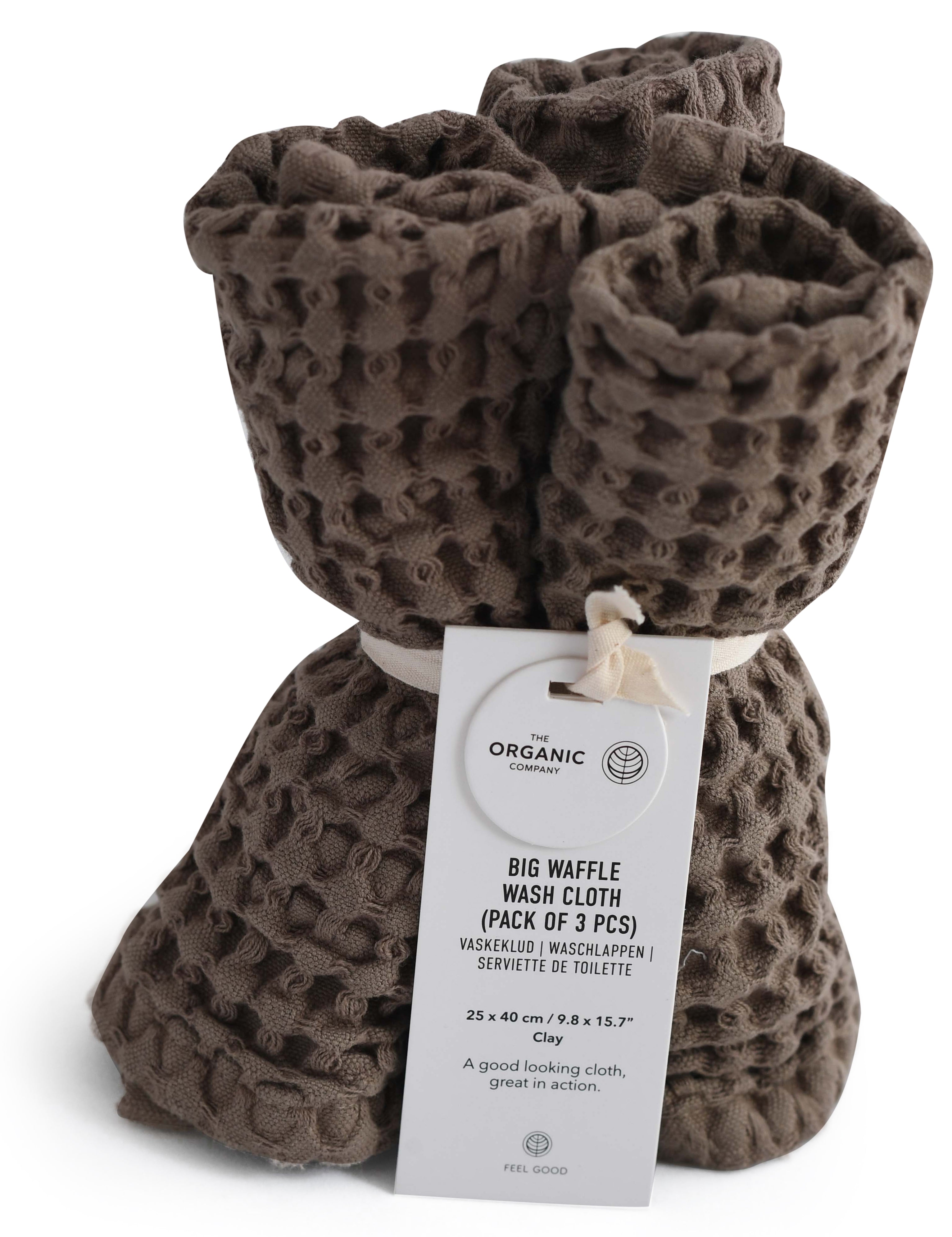 [product_category]-The Organic Company Big Waffle Wash Cloth 3 Pcs., Clay-The Organic Company-5711261000559-1190-225-THE-1