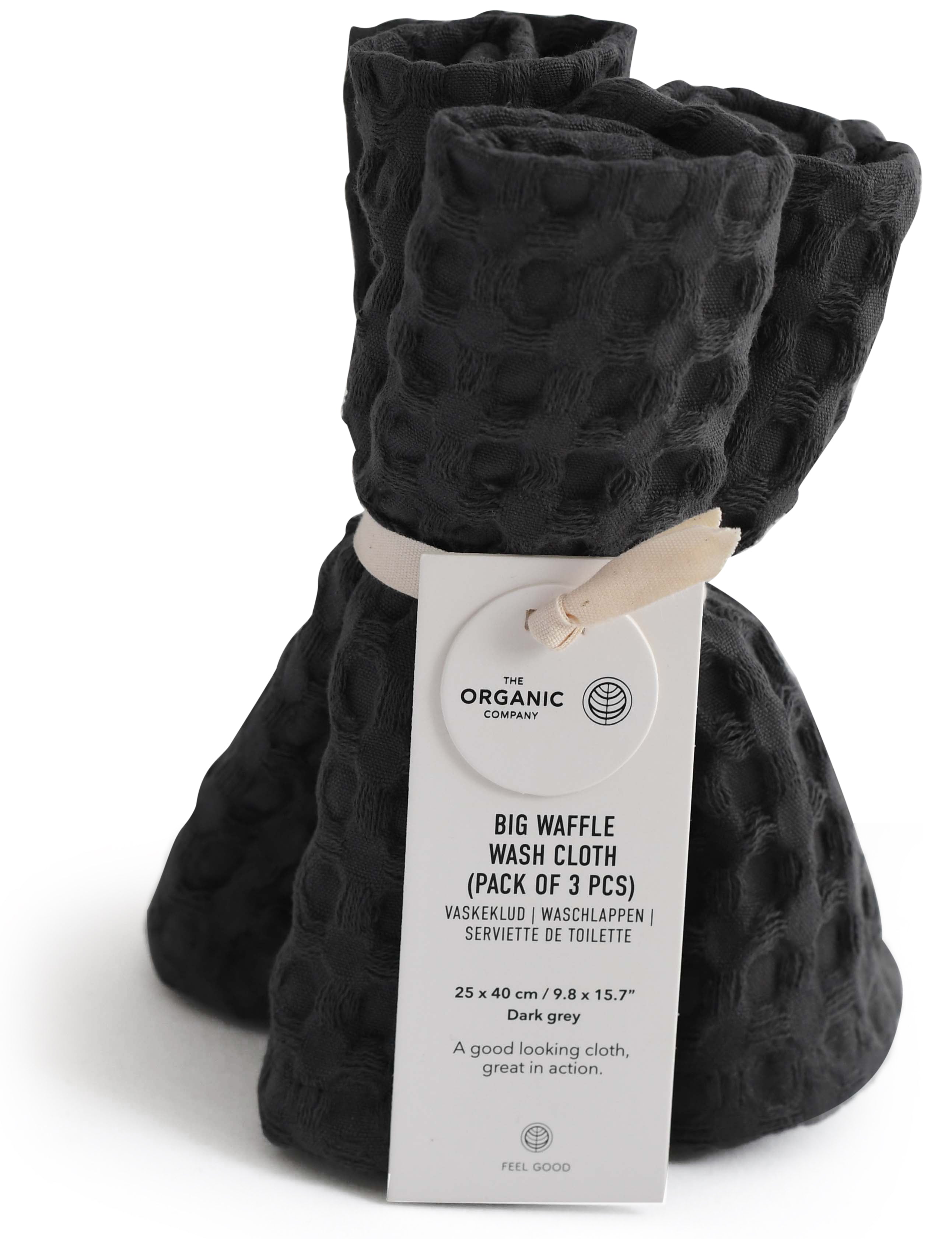 [product_category]-The Organic Company Big Waffle Wash Cloth 3 Pcs., Dark Grey-The Organic Company-5711261000597-1190-110-THE-1