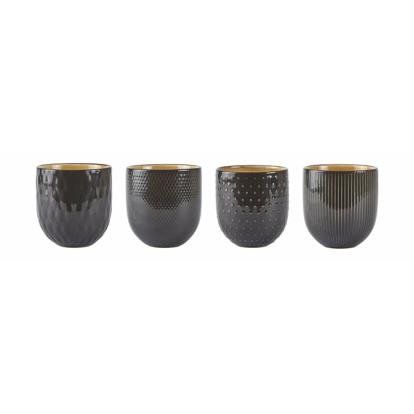 Villa Collection Becher mit Muster -Set von 4, dunkelgrau