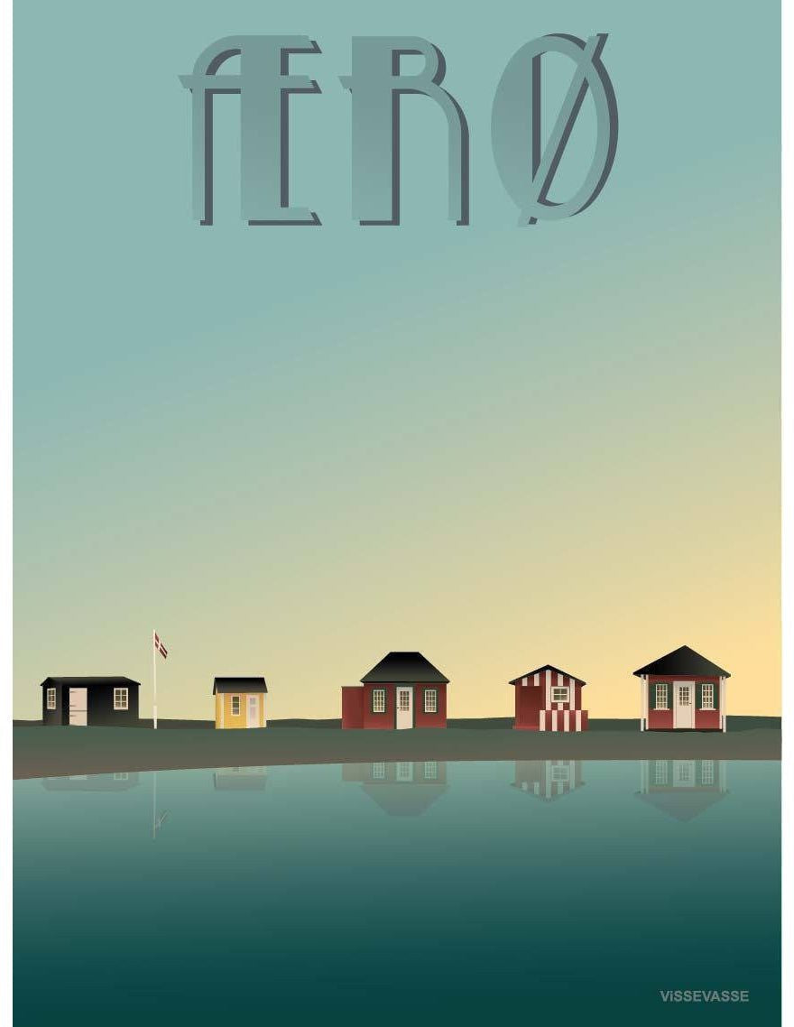 Vissevasse ærø Beach Huts Poster, 15 X21 Cm