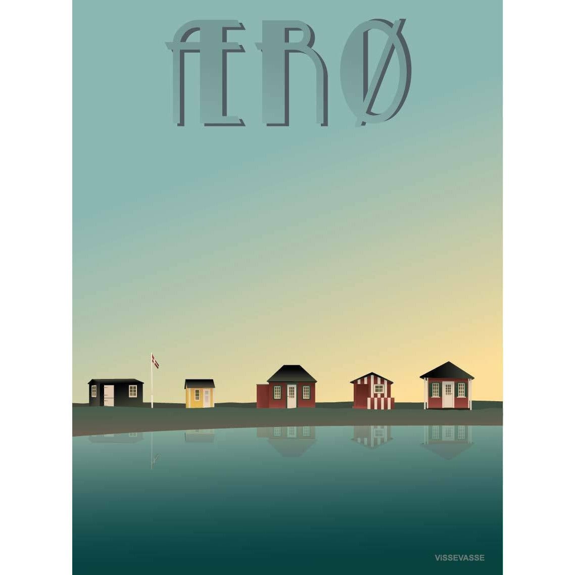 Vissevasse Ærø Beach Huts plakat, 50 x70 cm