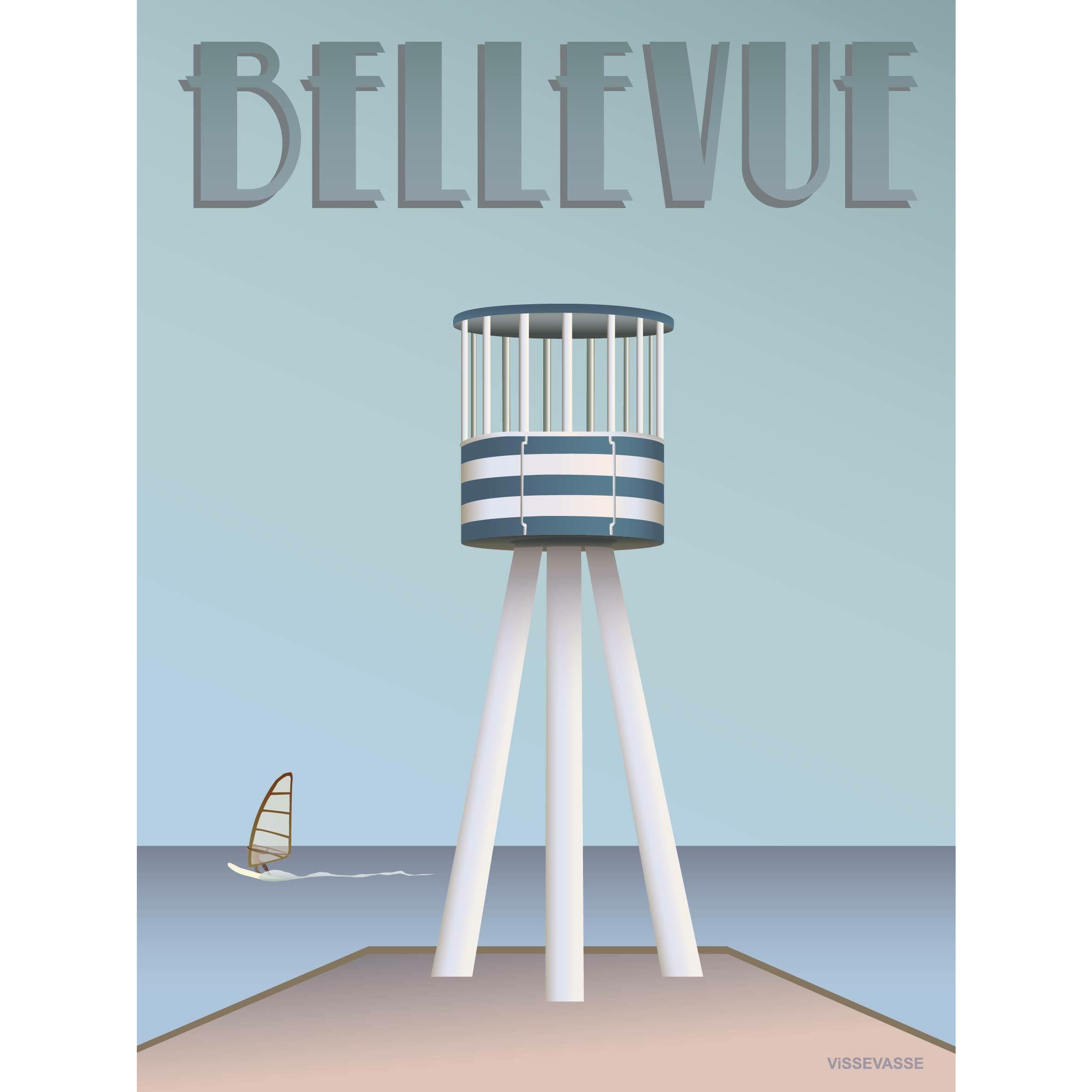 Vissevasse Bellevue Rettungsschwimmer -Tower -Poster, 30 x40 cm