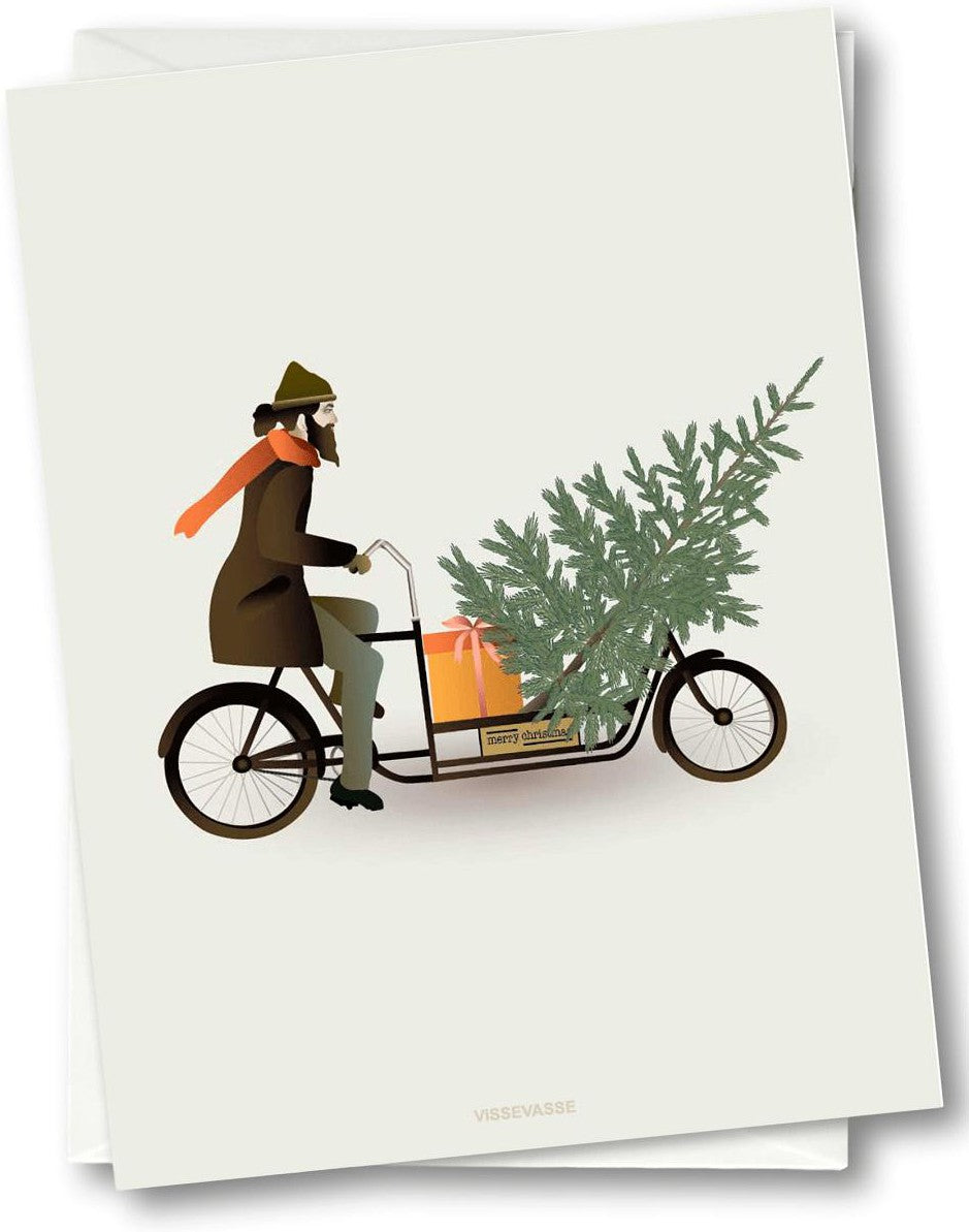 Vissevasse Bike With Christmas Tree Greeting Card, 10,5x15cm