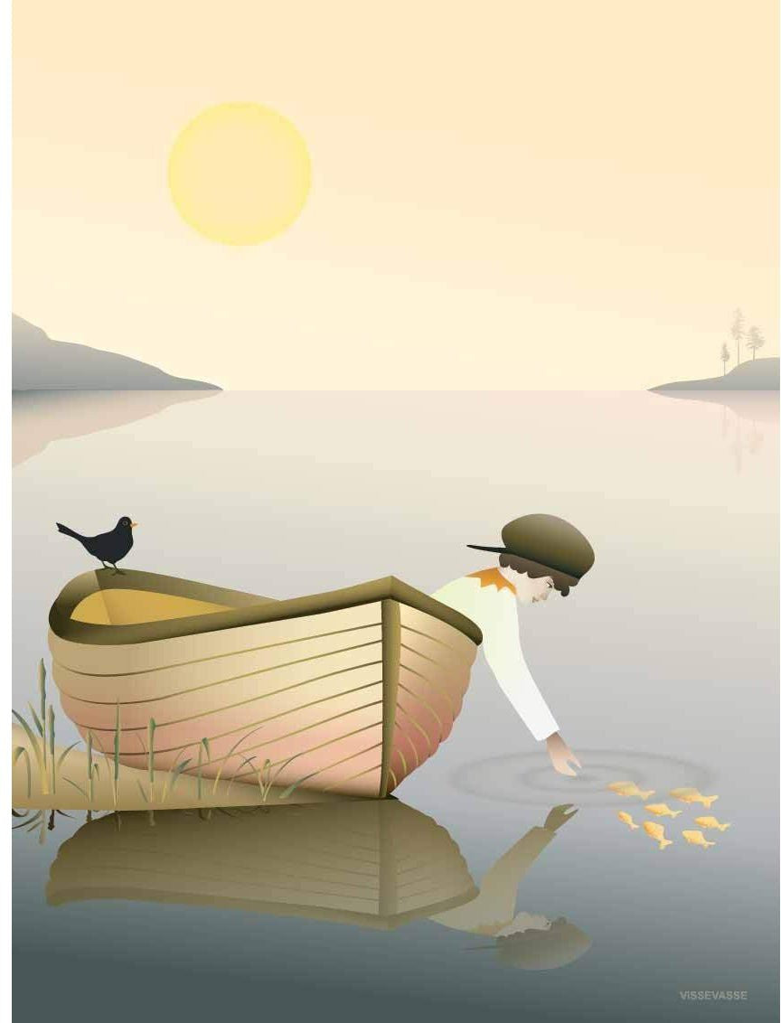 Vissevasse Boy In A Boat Poster, 15 X21 Cm