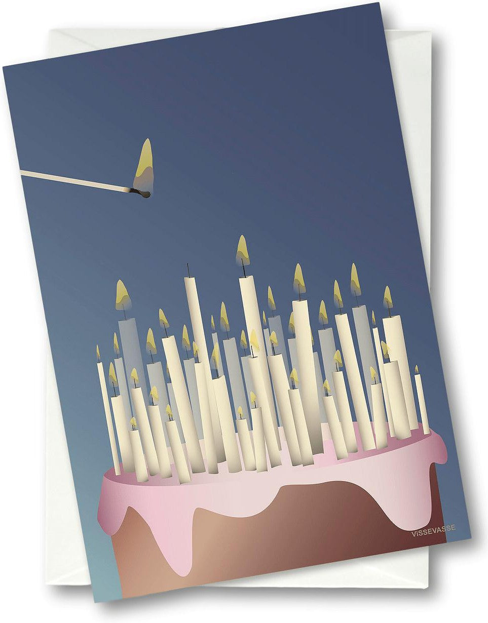 Vissevasse Cake With Candles Greeting Card, 10.5 X15 Cm