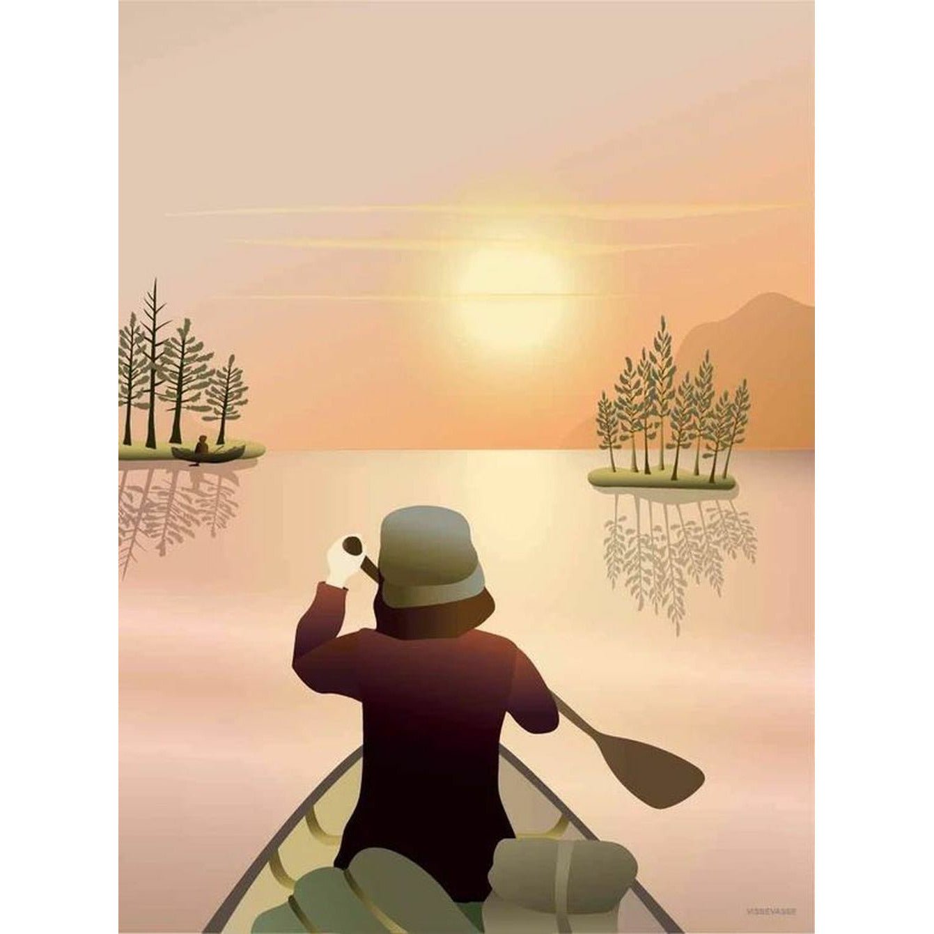 Vissevasse Canoeing on the Lake Affiche, 30 x40 cm