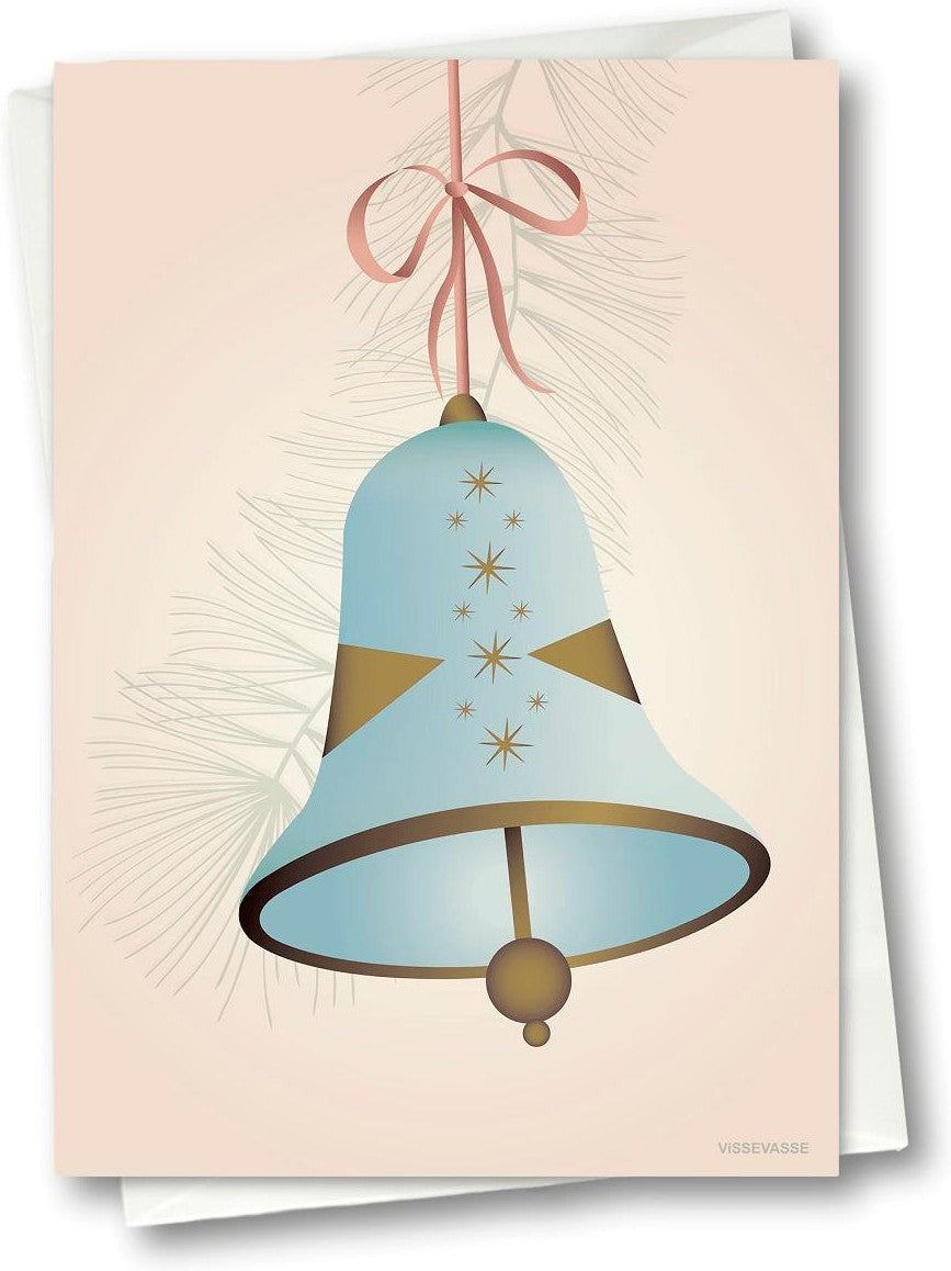 Vissevasse Christmas Bell Greeting Card 10.5 X15 Cm, Blue