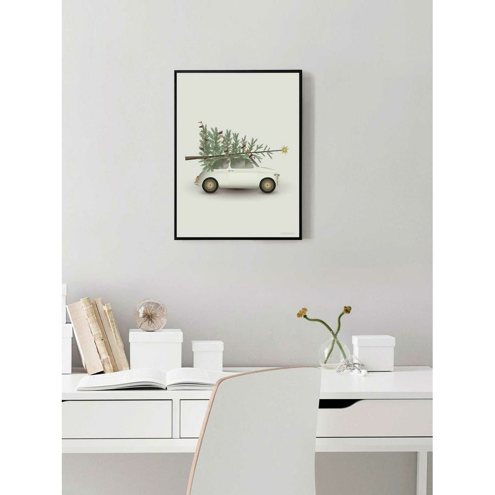 Vissevasse Christmas Tree & Little Car Poster, 50x70 Cm