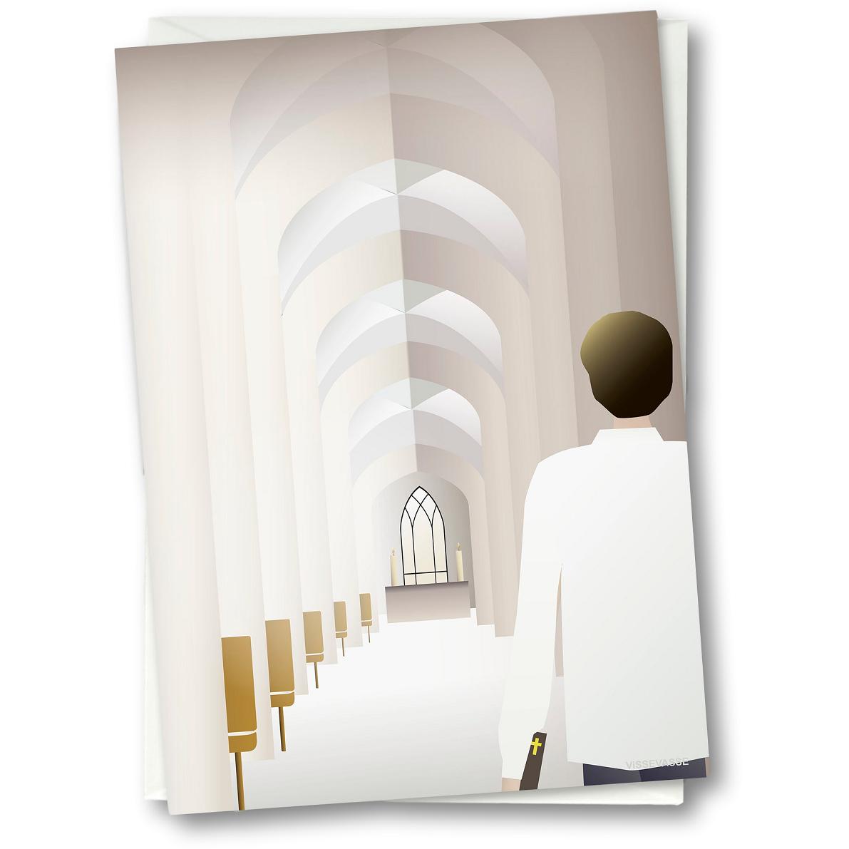 Vissevasse Confirmation Greeting Card 15 x21 cm, menino