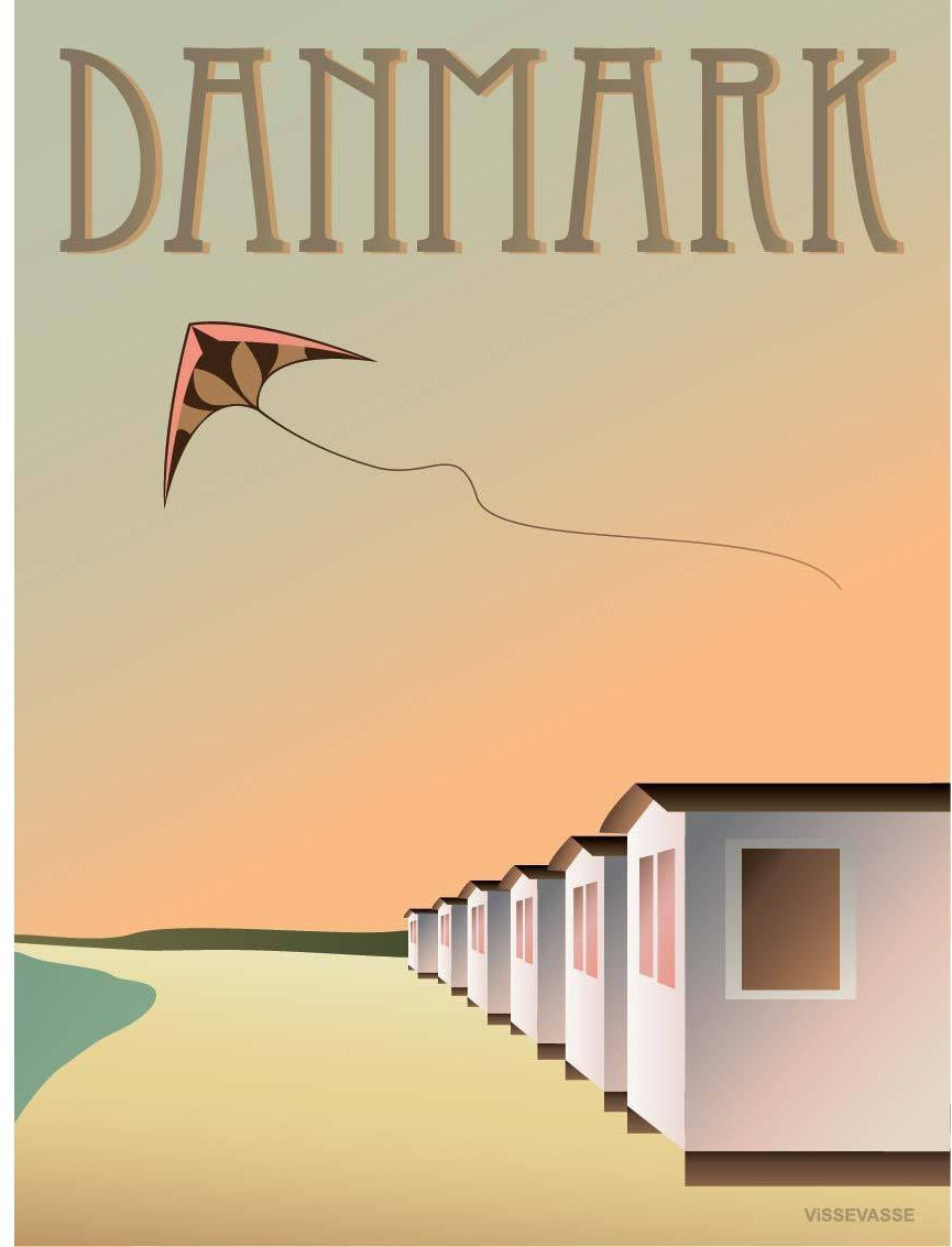 Vissevasse Dänemark Strandhäuser Poster, 15 x21 cm